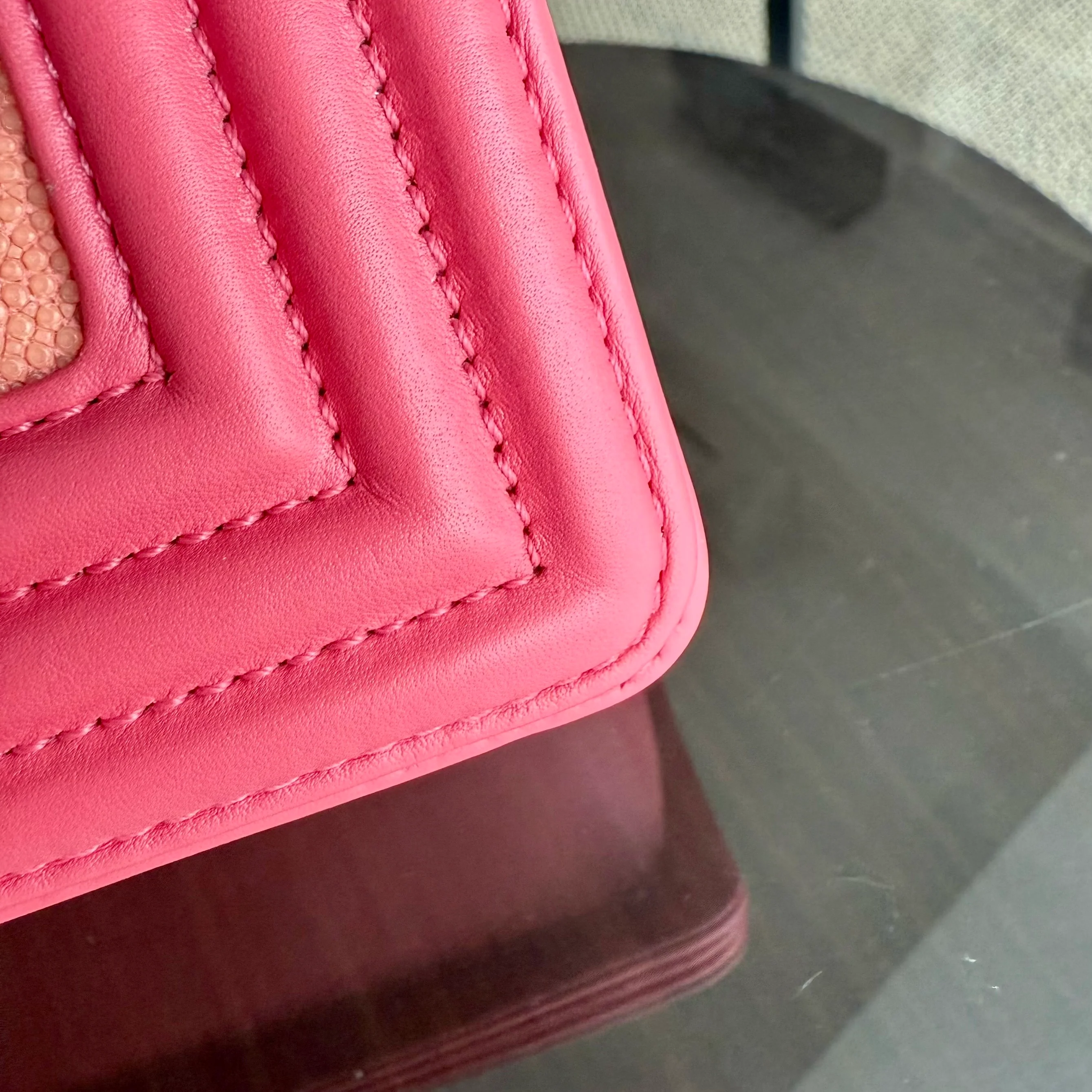 Chanel Boy Small - Stingray Pink Ruthenium Silver Hardware Series 18