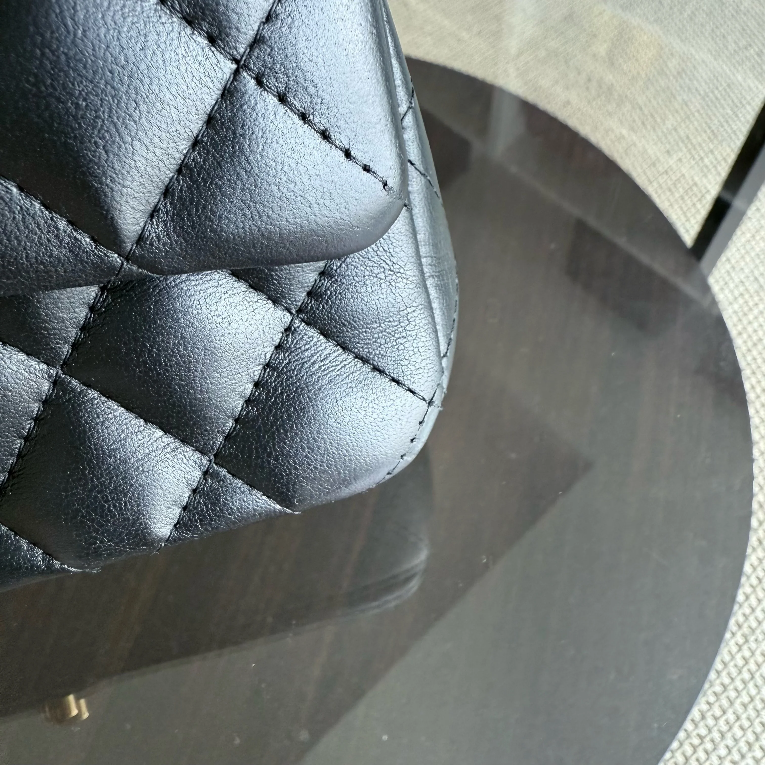 Chanel Lambskin Mini Rectangle Classic Flap - 20CM Quilted Black Golden Hardware Series 21