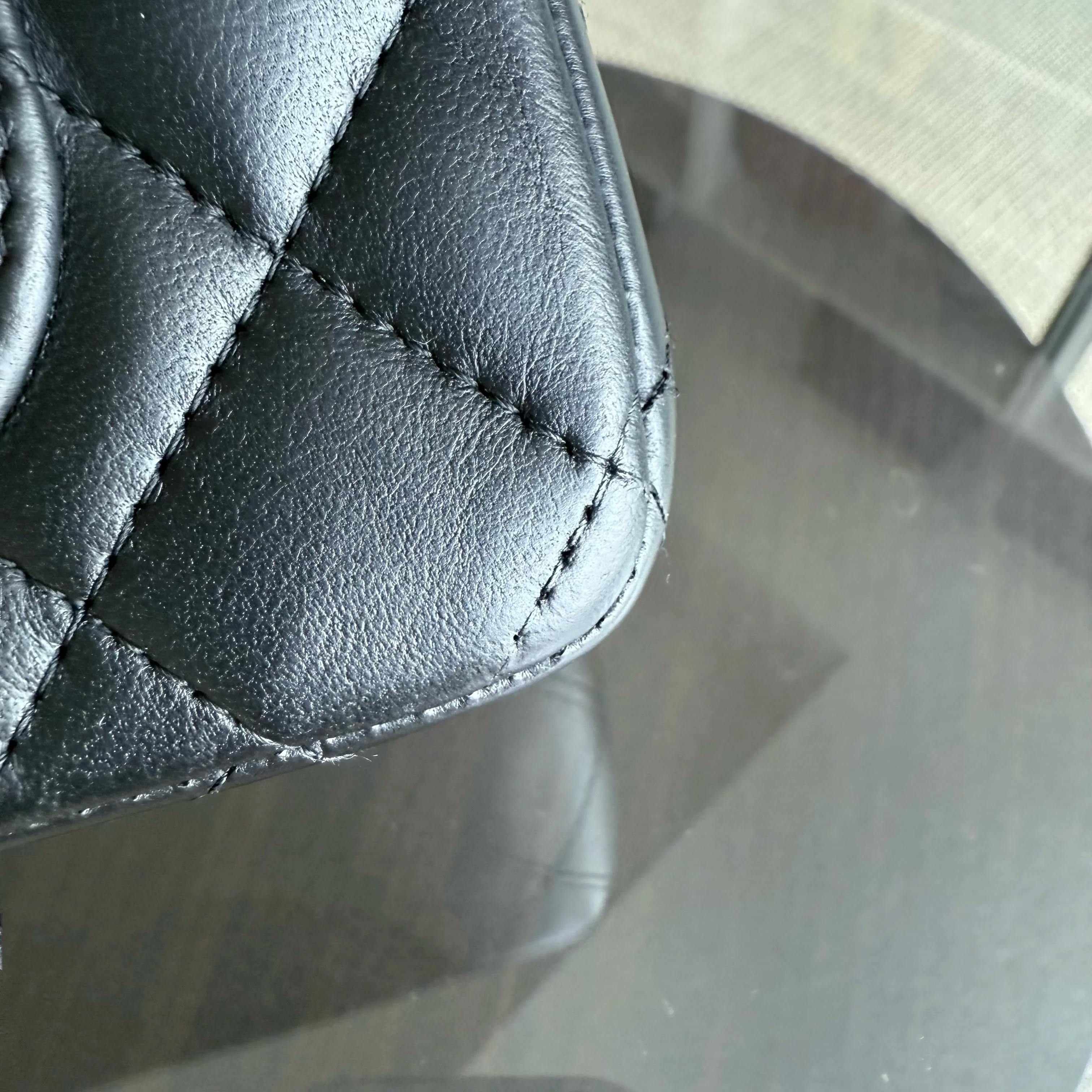 Chanel Lambskin Mini Rectangle Classic Flap - 20CM Quilted Black Golden Hardware Series 21