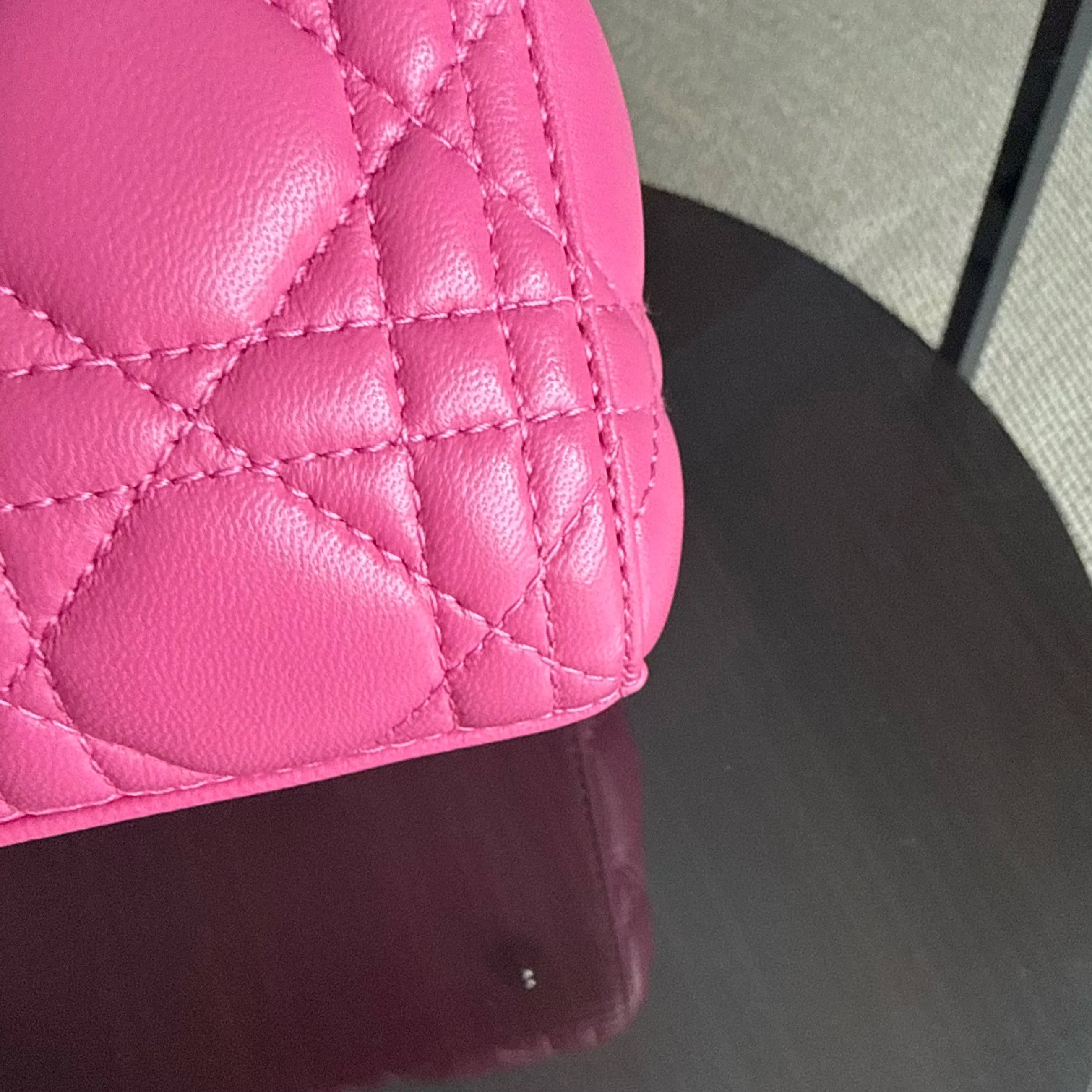 Dior Lady Medium - Cannage Lambskin Barbie Pink Silver Hardware Strap