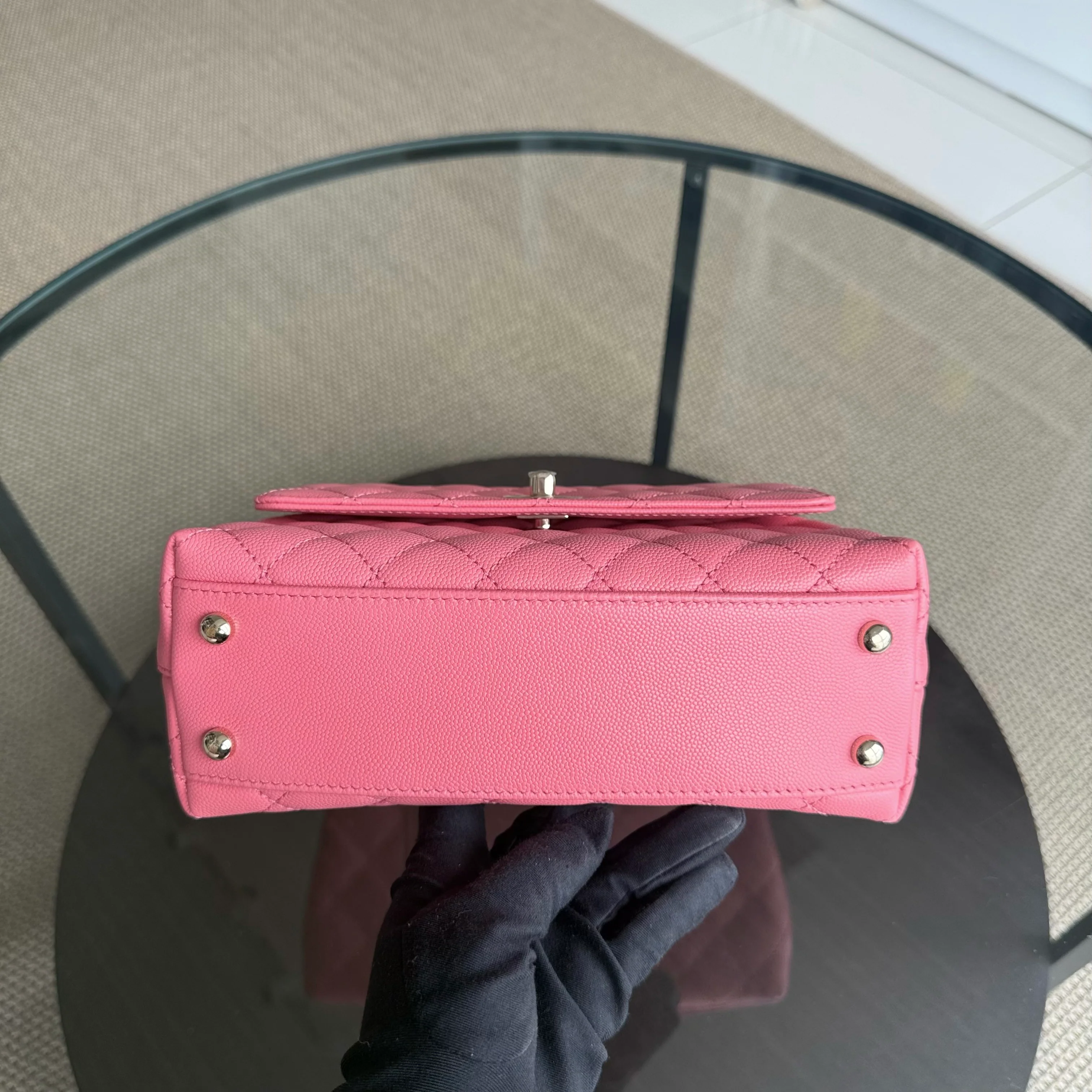 Chanel Coco Handle Small Microchip - Caviar Quilted Pink Gold Hardware