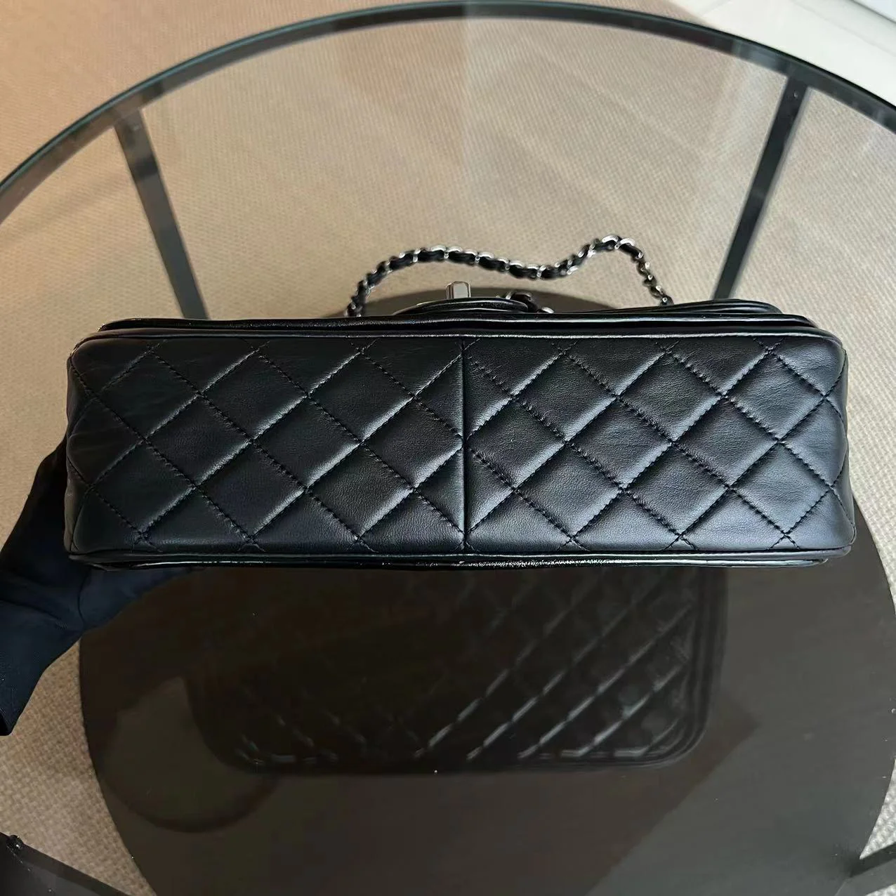 Classic Twist Timeless Jumbo Patent With Lambskin Black No 18