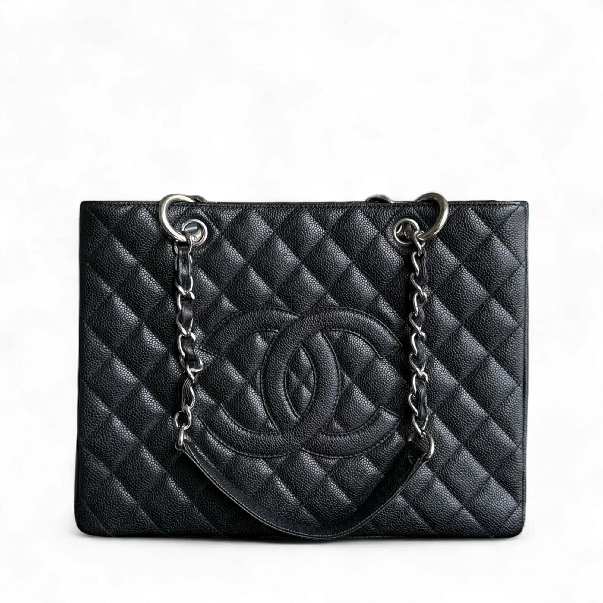 Chanel GST Grand Shopping Tote - Caviar Quilted Black Silver Hardware Series 12