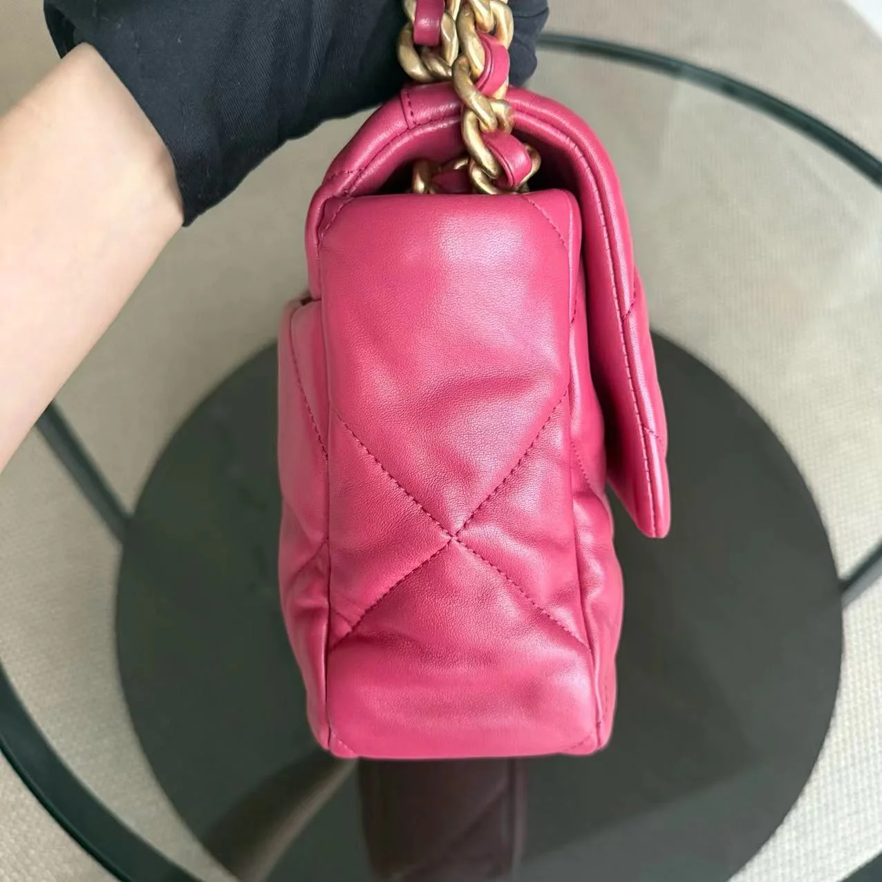 Chanel 19 Bag Medium - C19 Goatskin Hot Pink Two Tone Gold Hardware
