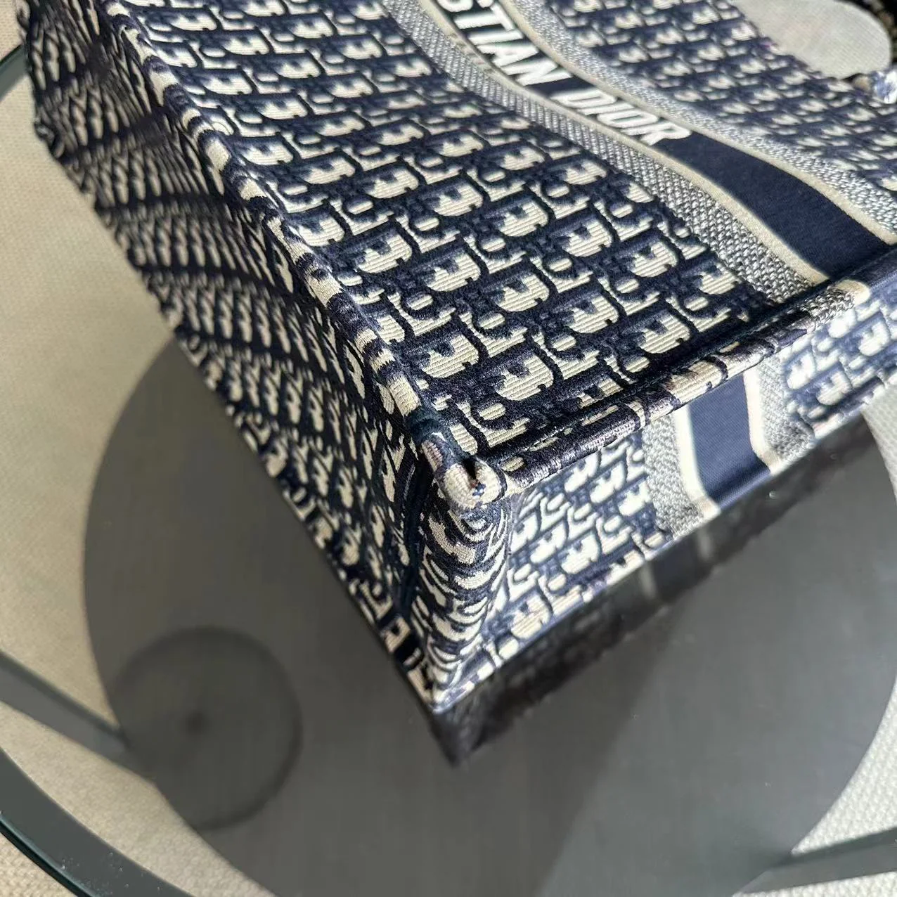 Dior Book Tote - Large Canvas Monogram Dark Blue