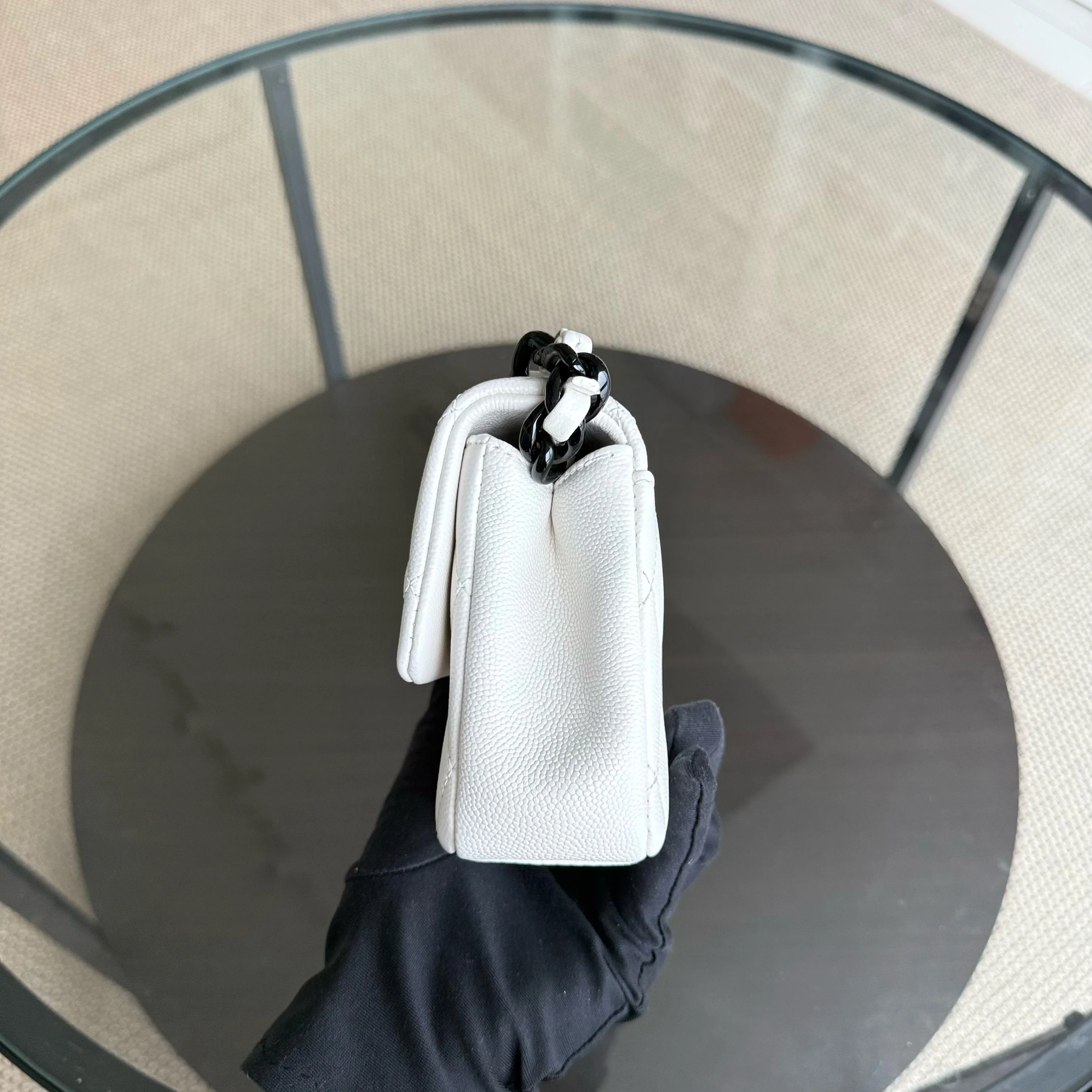 Chanel Seasonal Flap Small - Caviar My Everything Bag Quilted Grained Calfskin White Calfskin Black Hardware Series 30