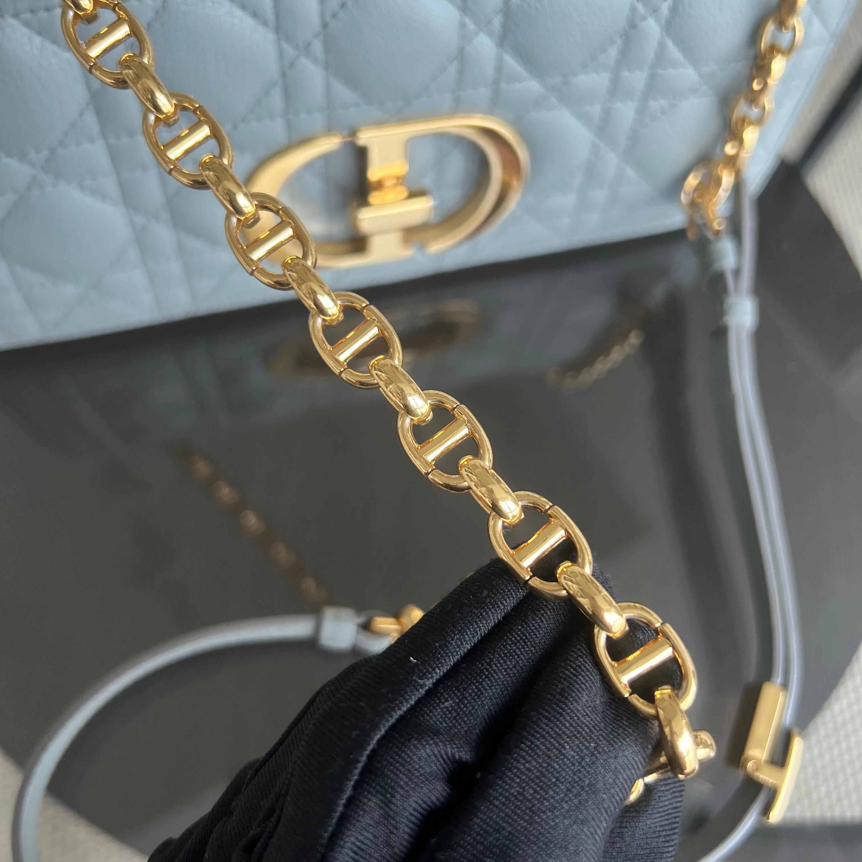 Dior Caro Medium - Cannage Calfskin Grey Gray Gold Hardware