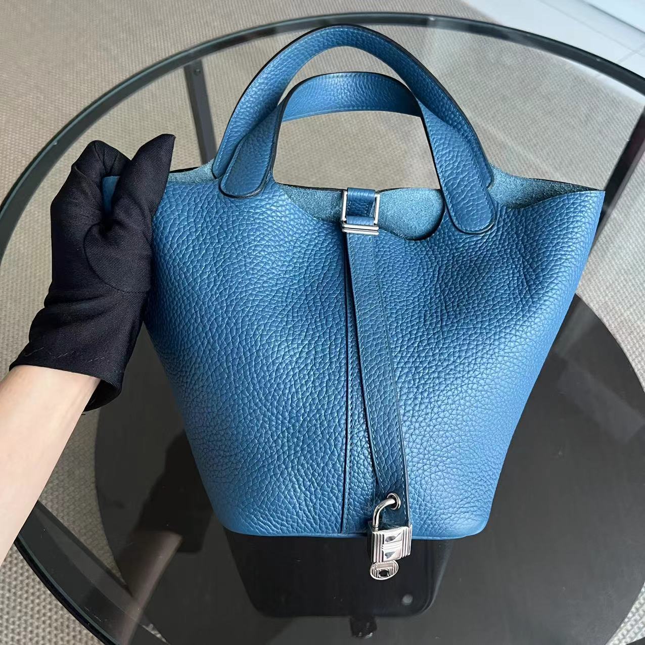 Hermes Picotin 18 - Square O Stamp Blue Silver Hardware