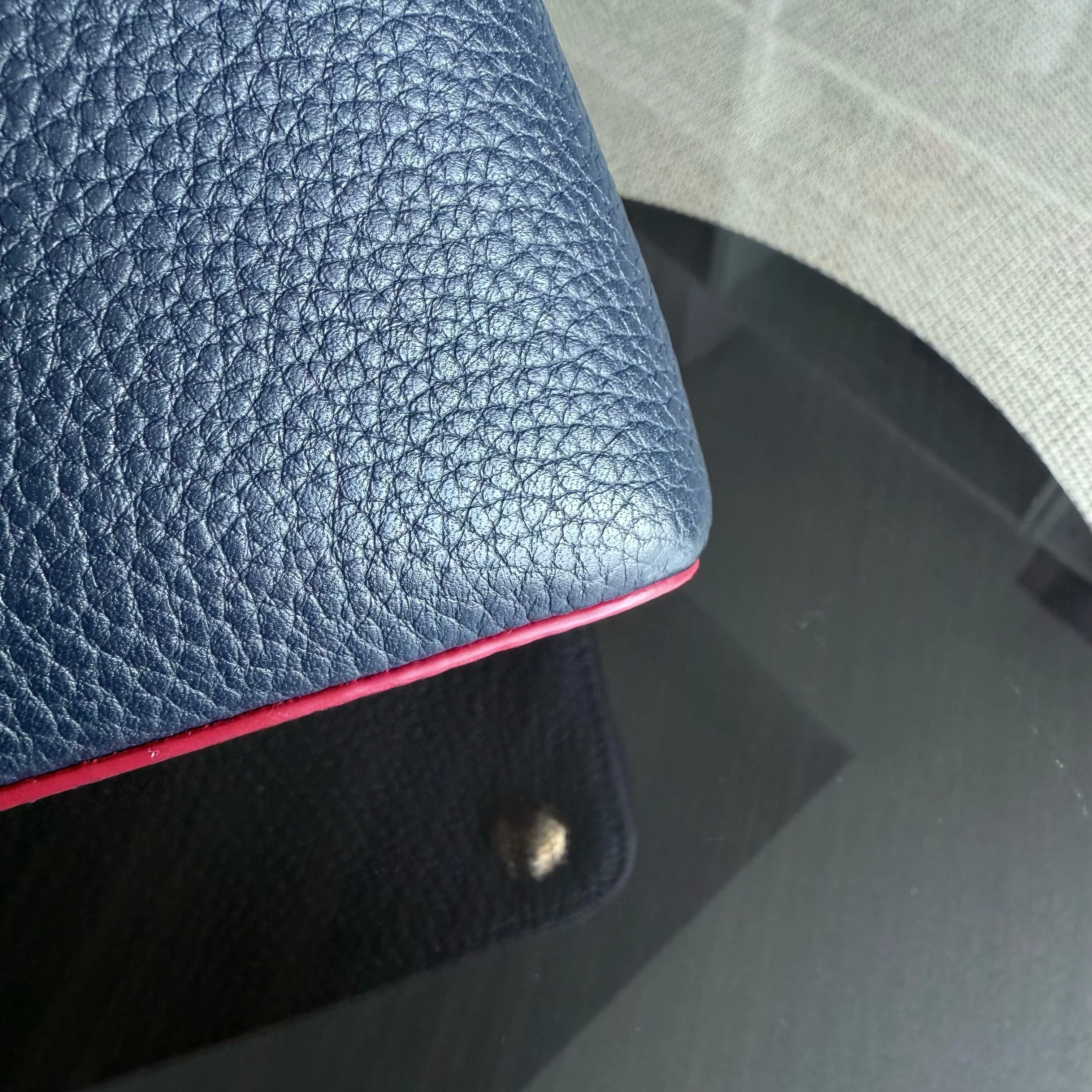 Louis Vuitton Capucines BB - Grained Calfskin Dark Blue Fuchsia Gold Hardware