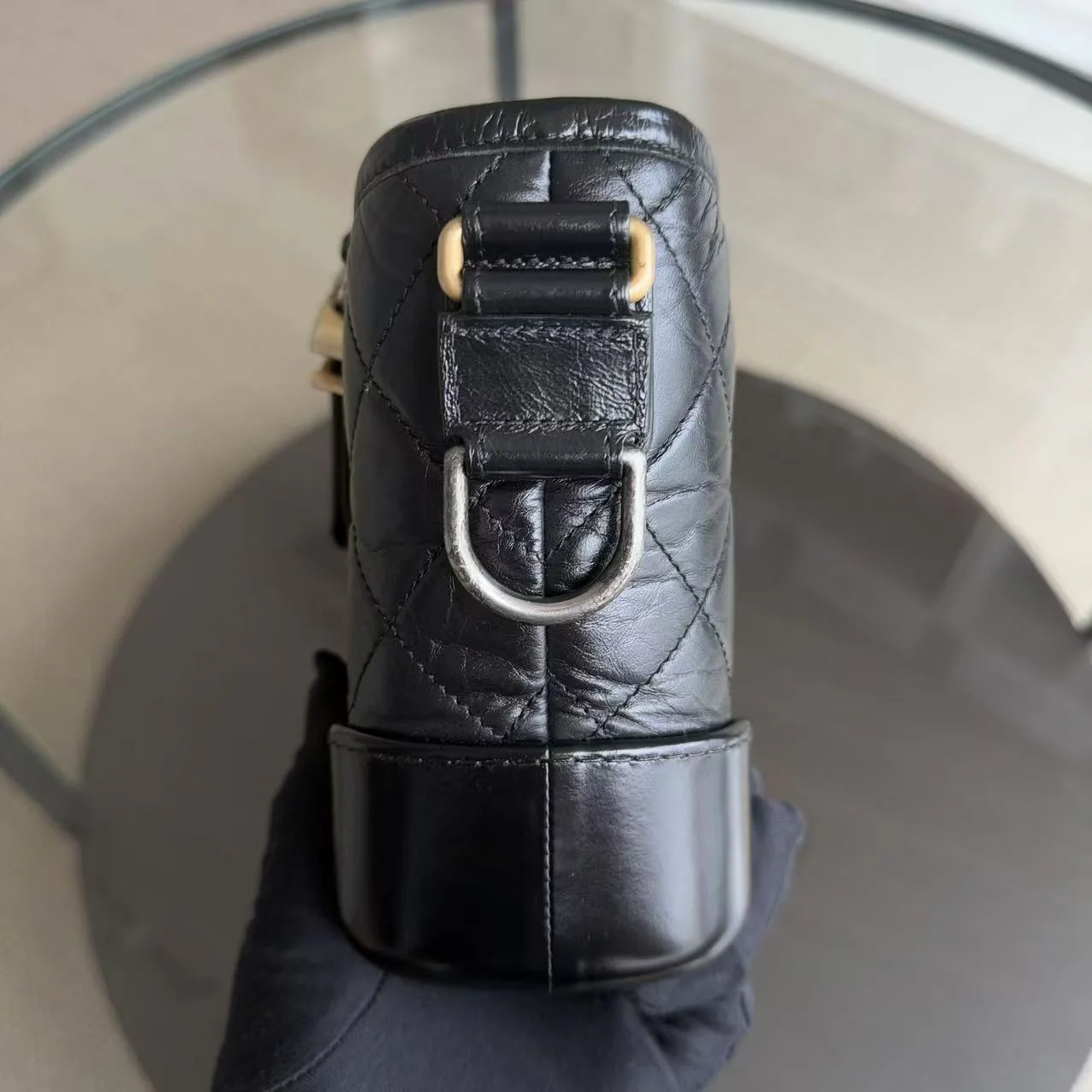 Chanel Gabrielle Small - Quilted Calfskin Black Two-tone Gold Hardware Series 24