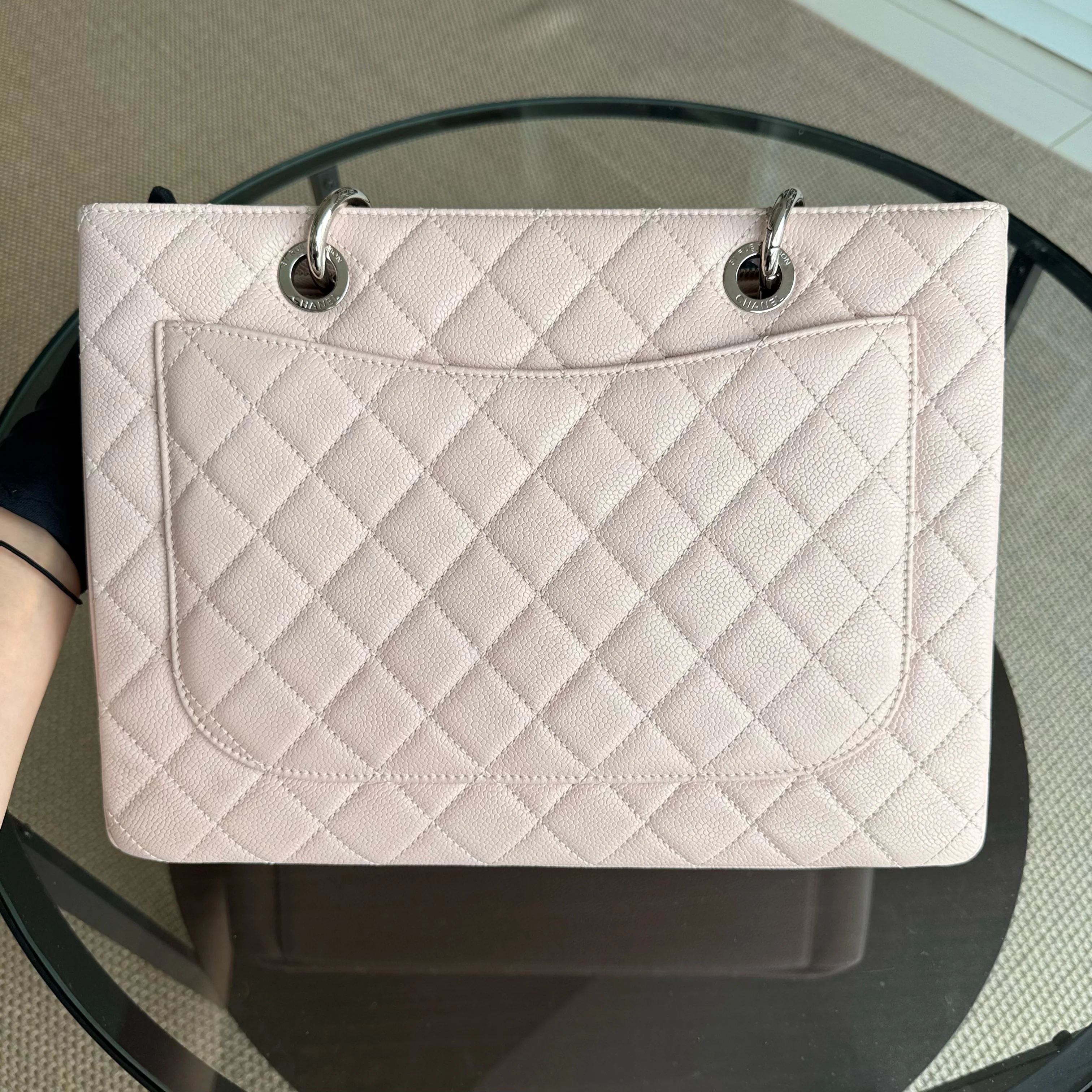 Chanel GST Grand Shopping Tote - Caviar Quilted Light Pink Silver Harwdare Series 18