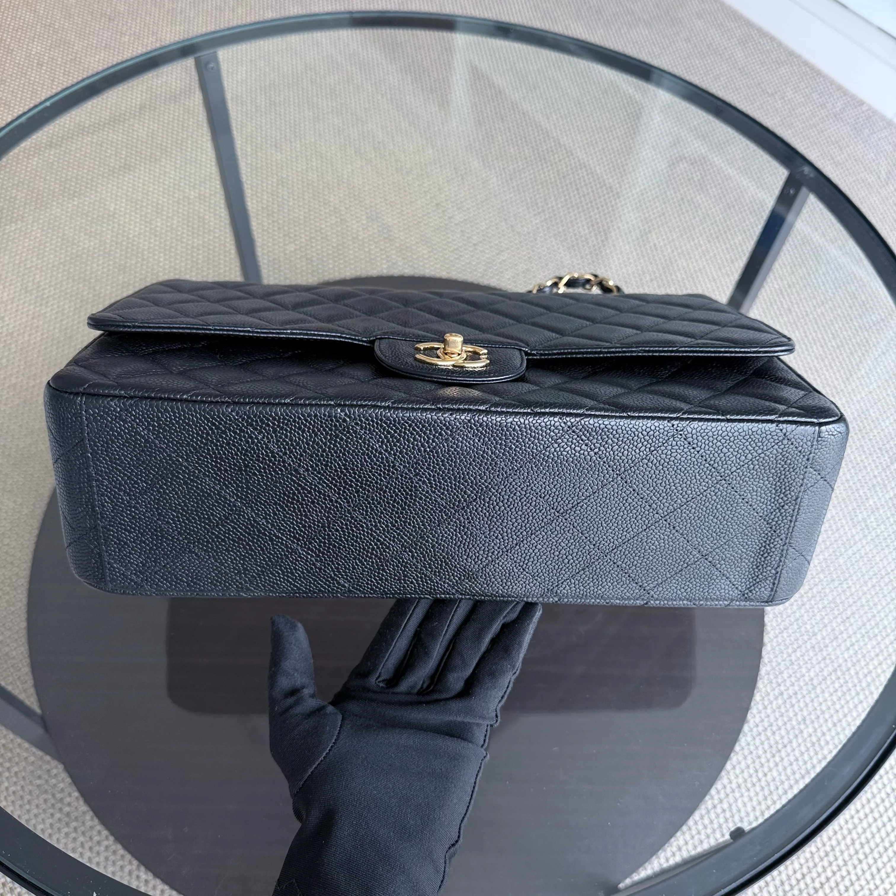 Chanel Classic Flap Maxi - Caviar 33CM Single Flap Black Gold Hardware Series 13
