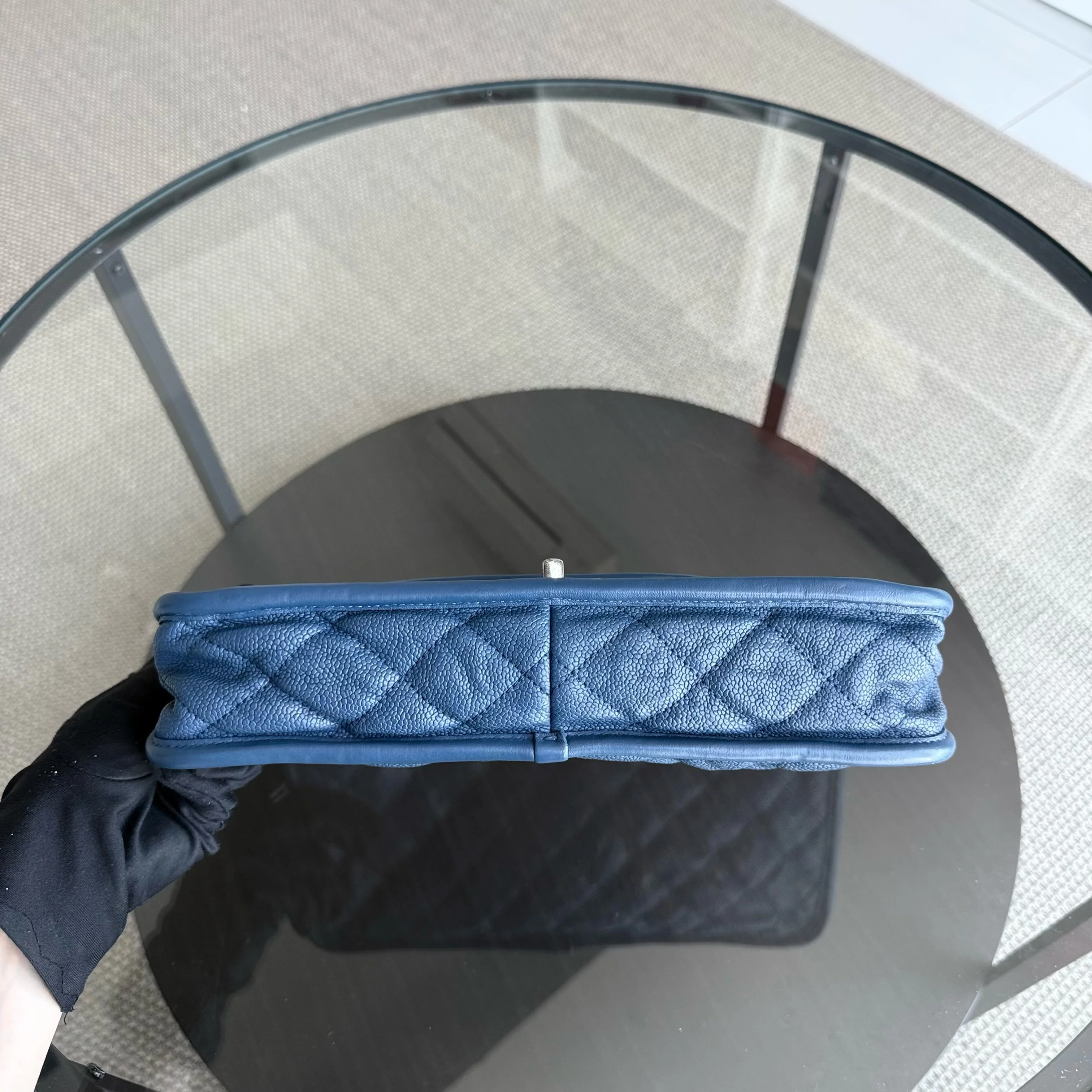 Chanel French Riviera - Caviar Quilted Grained Calfskin Blue Silver Hardware Series 15