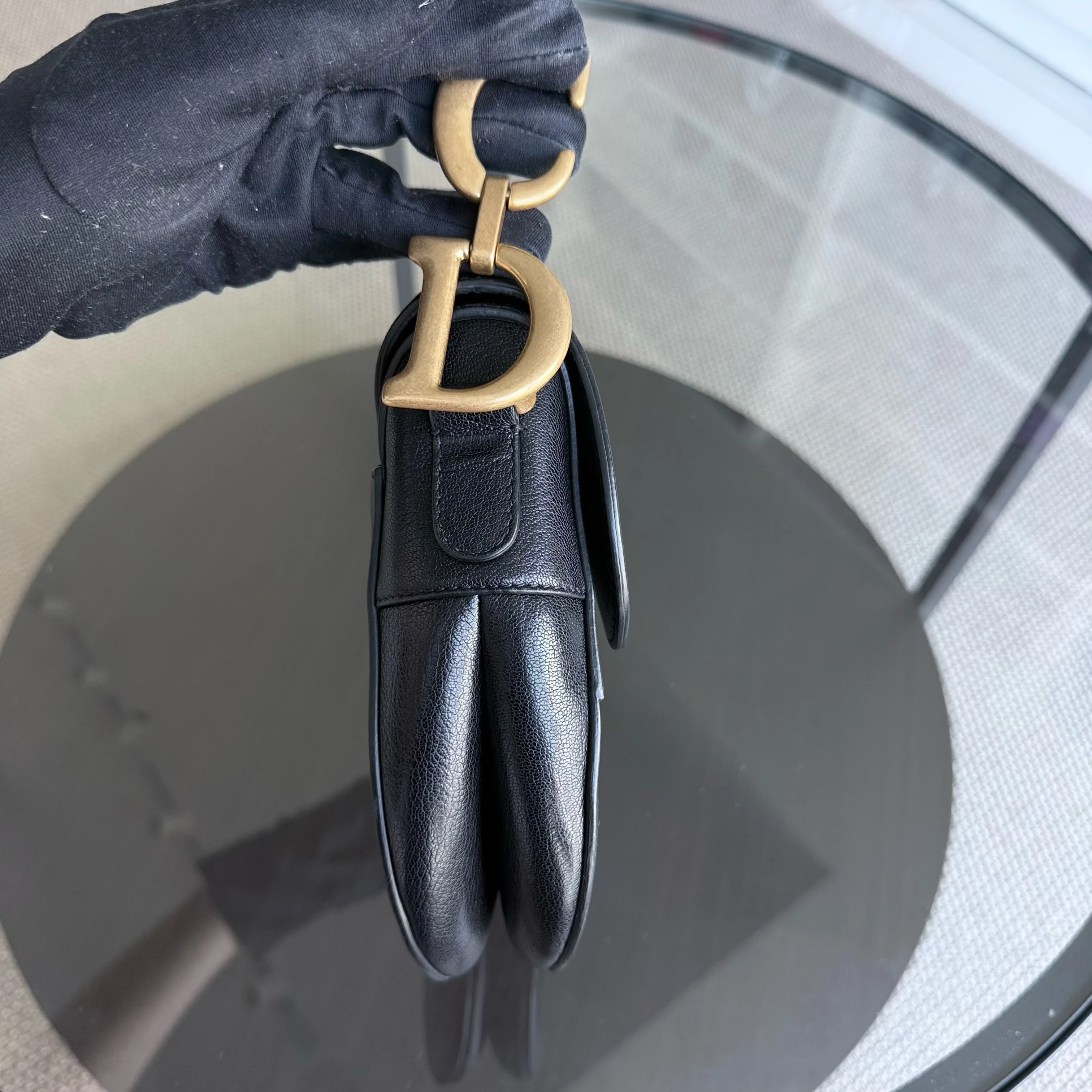 Dior Saddle Medium - 25CM Calfskin Black Gold Hardware