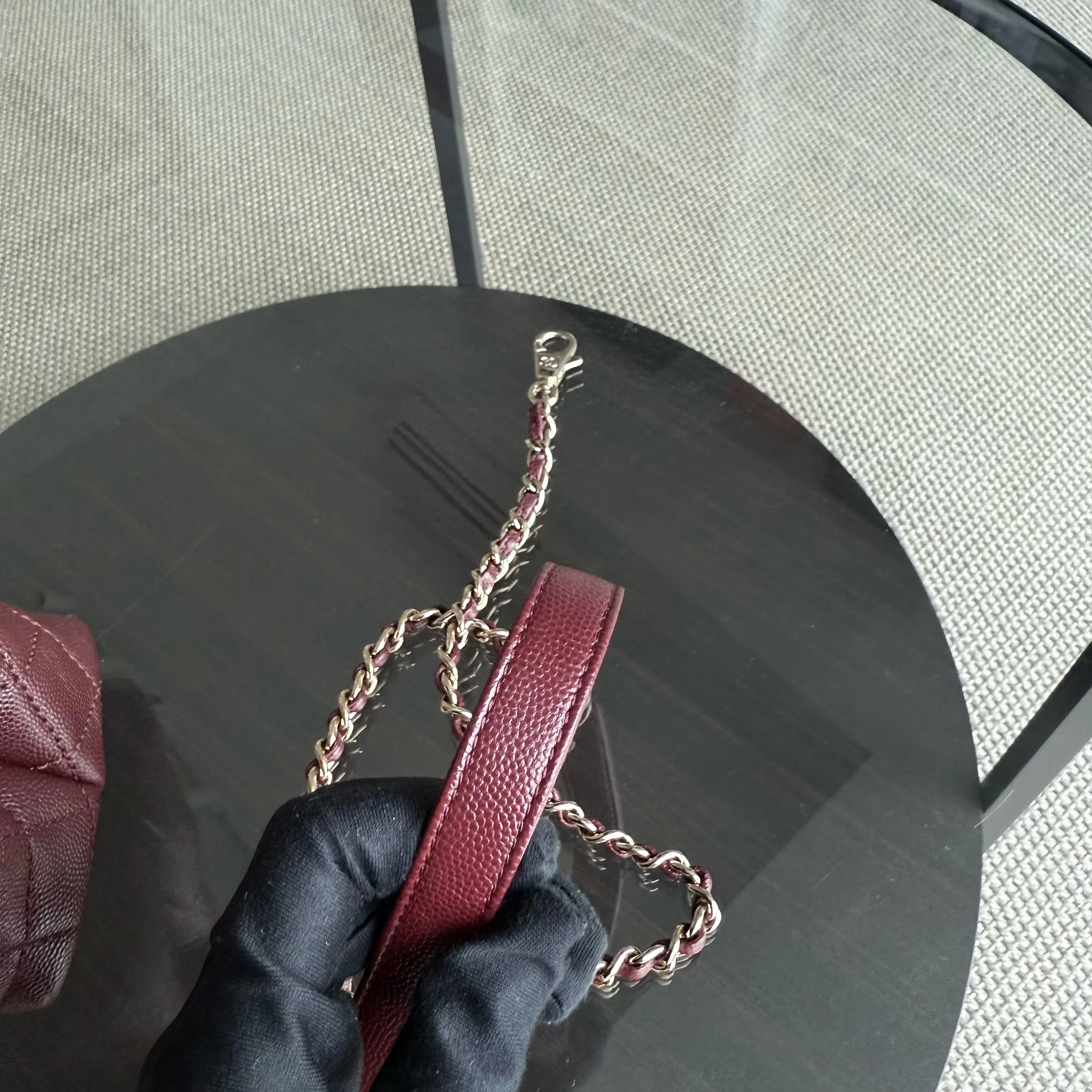 Chanel Coco Handle Small - Caviar Quilted Grained Calfskin Dark Red Burgundy Gold Hardware Series 30