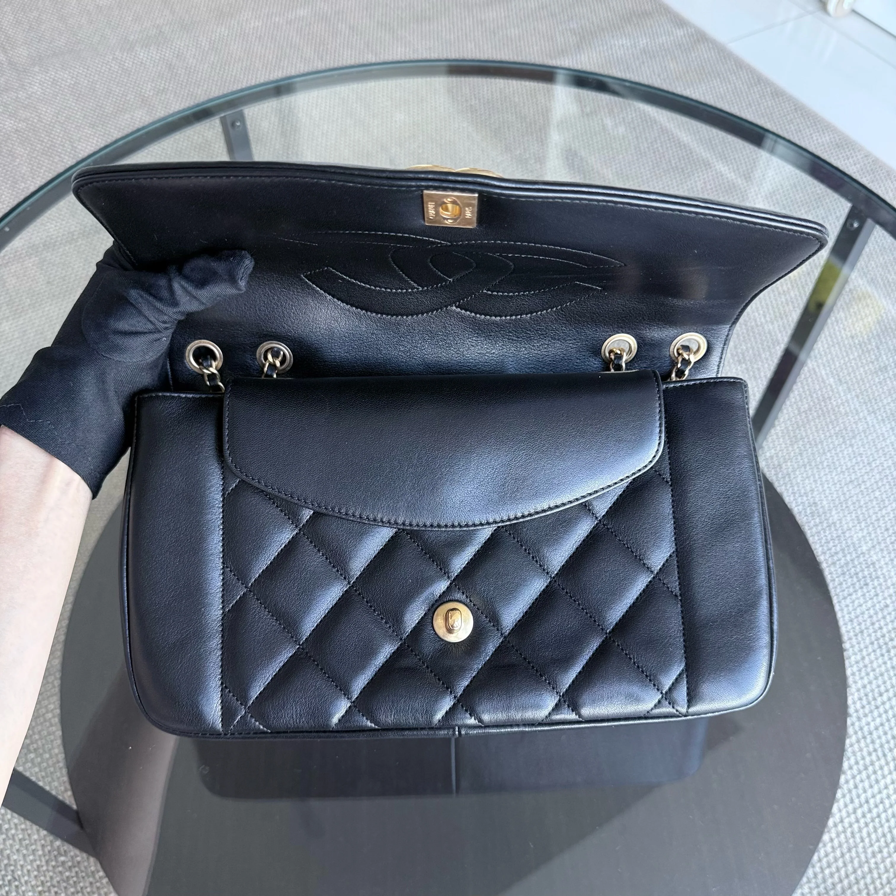 Chanel Diana Reissue - Quilted Lambskin 28CM Black Gold Hardware Series 20