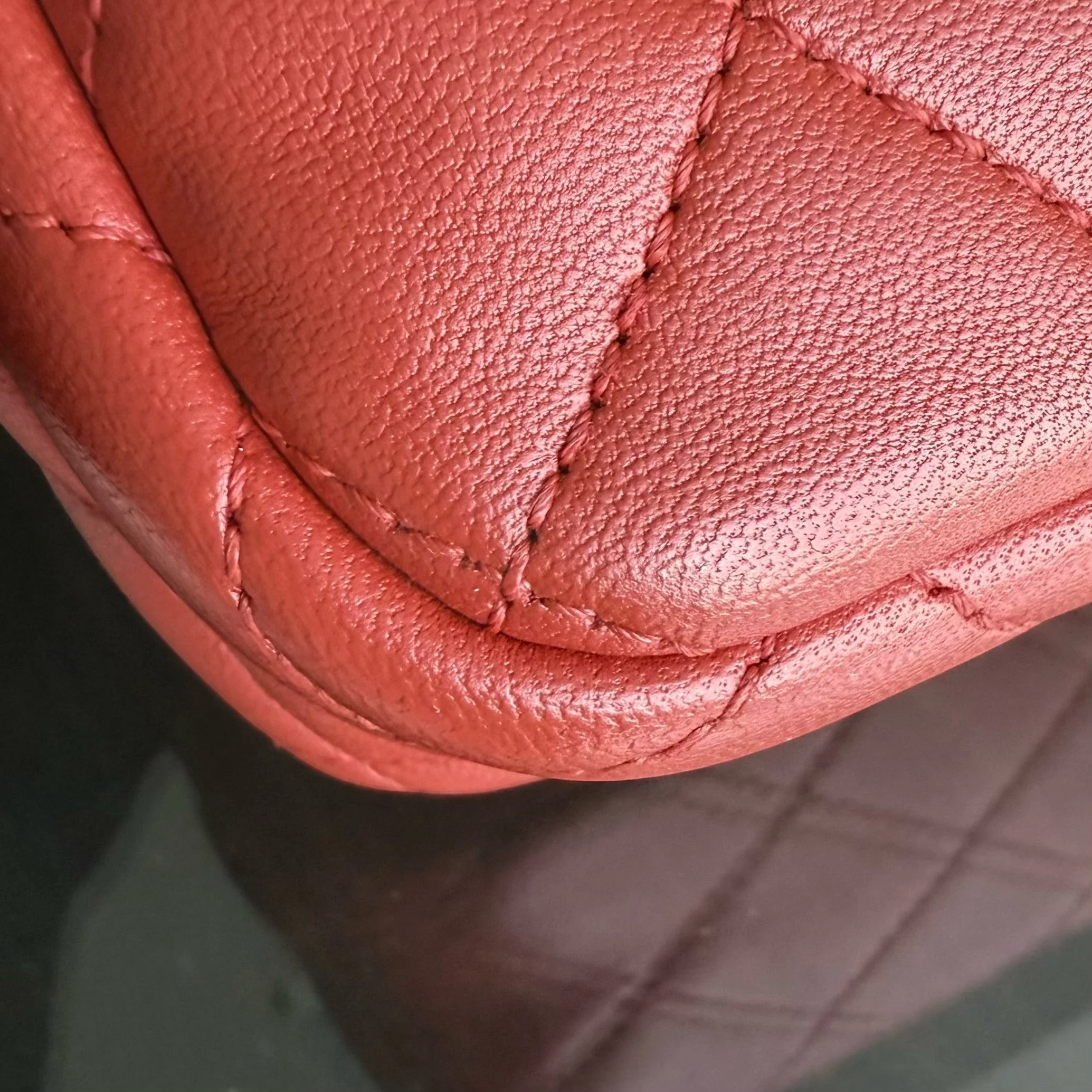Chanel Seasonal Flap - Two Tone Quilted Lambskin Red Grey Golden Hardware Series 23