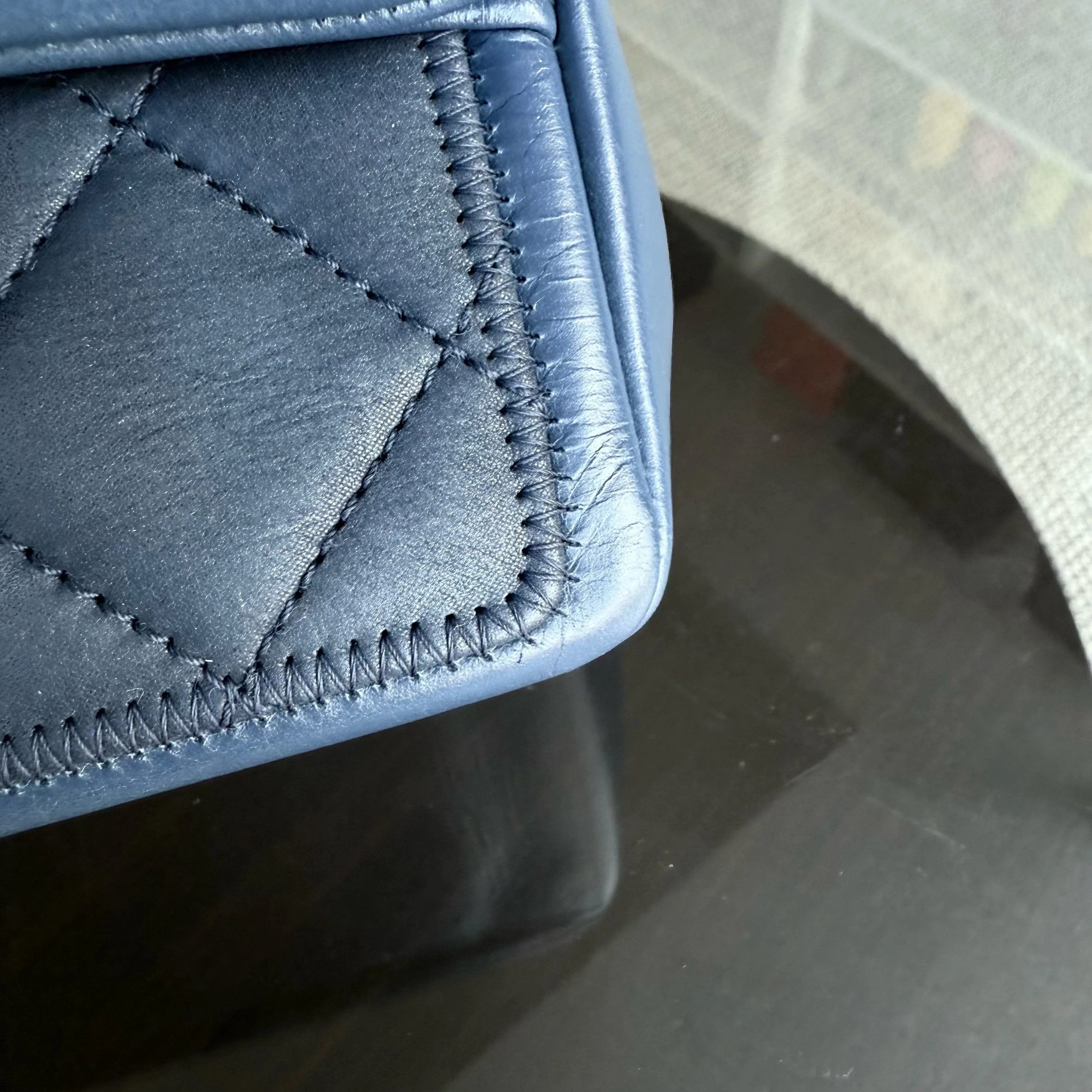 Chanel Seasonal Flap - 25CM Quilted Calfskin Blue Ruthenium Silver Hardware Series 20