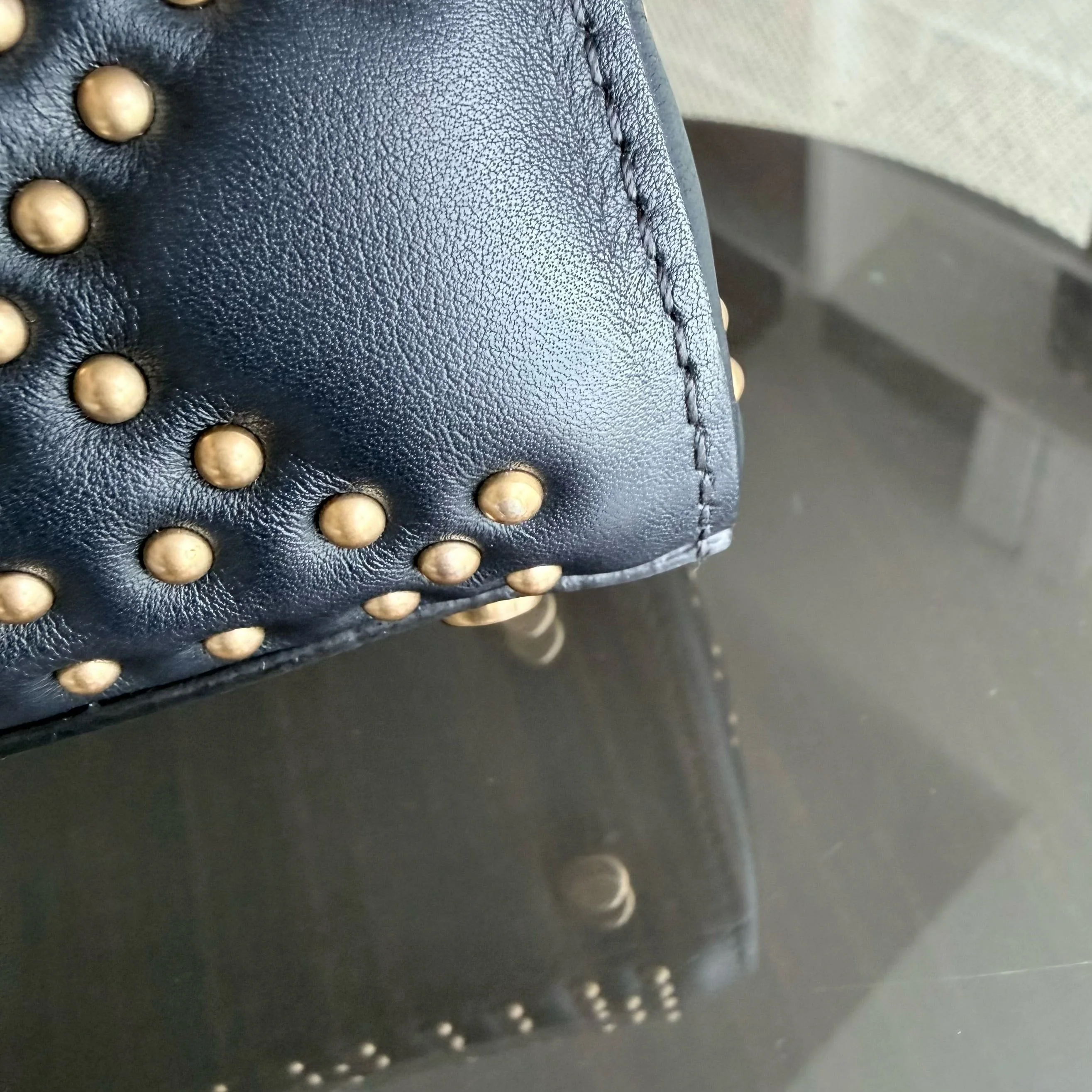 Dior Lady Small Flap - Cannage Calfskin Studded Black Gold Hardware