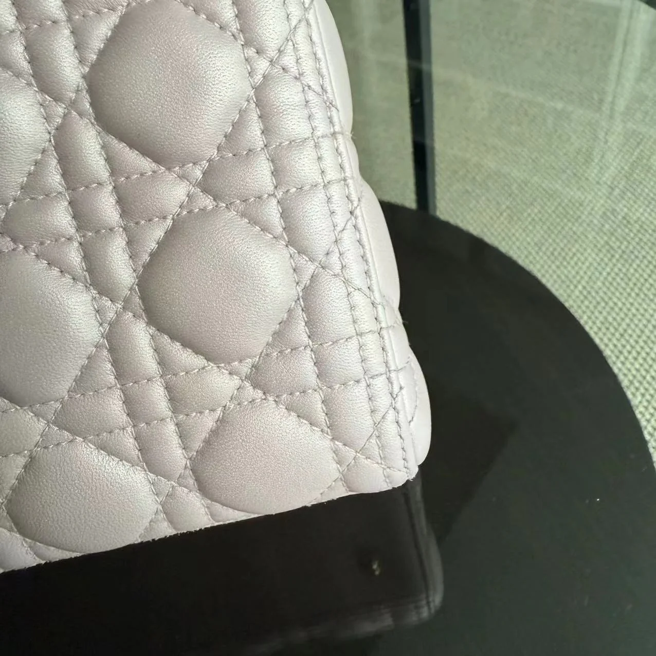 *Adjustable Strap* Dior Lady Medium - Iridescent Cannage Lambskin Light Pink Golden Hardware