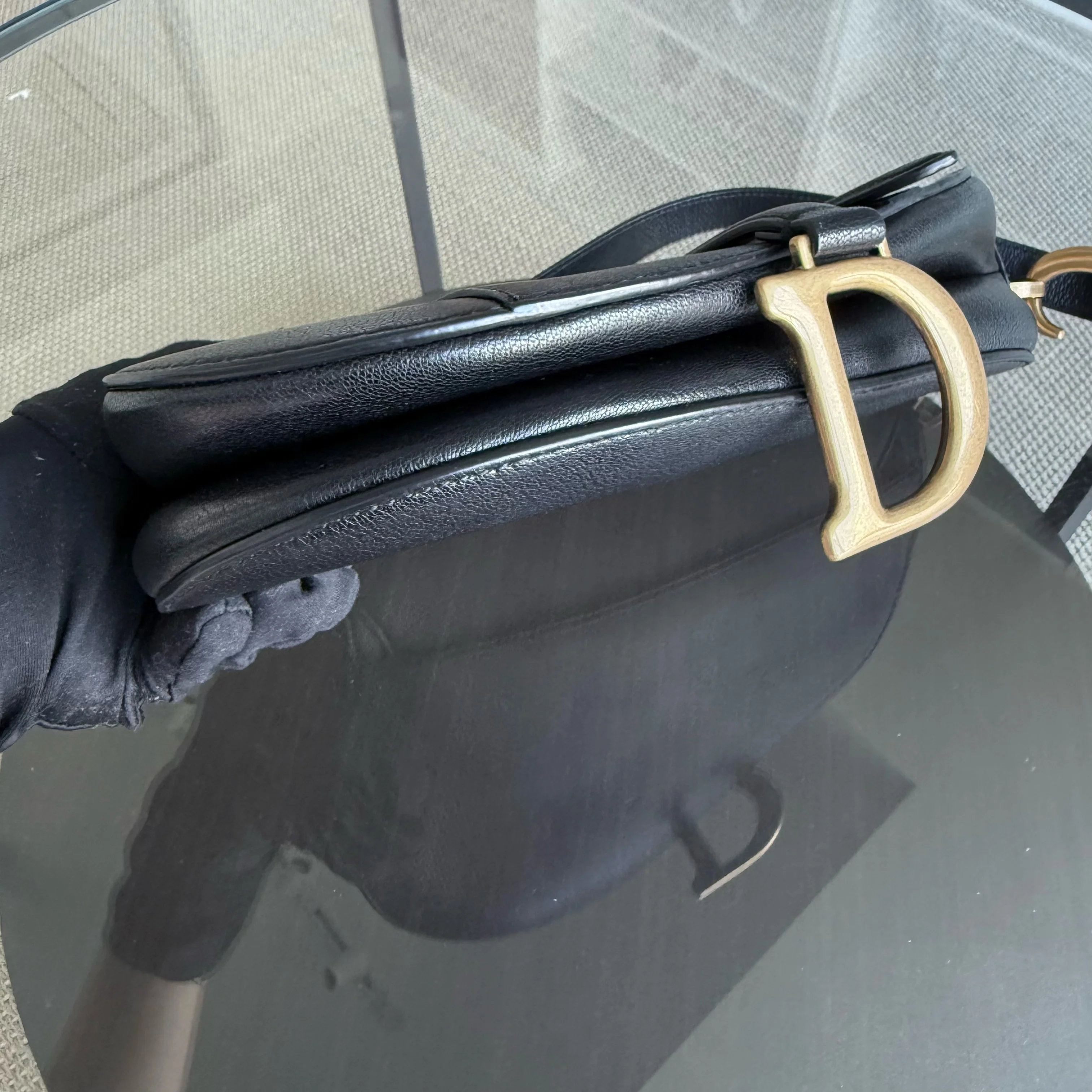 Dior Saddle Medium - 25CM Calfskin Black Gold Hardware