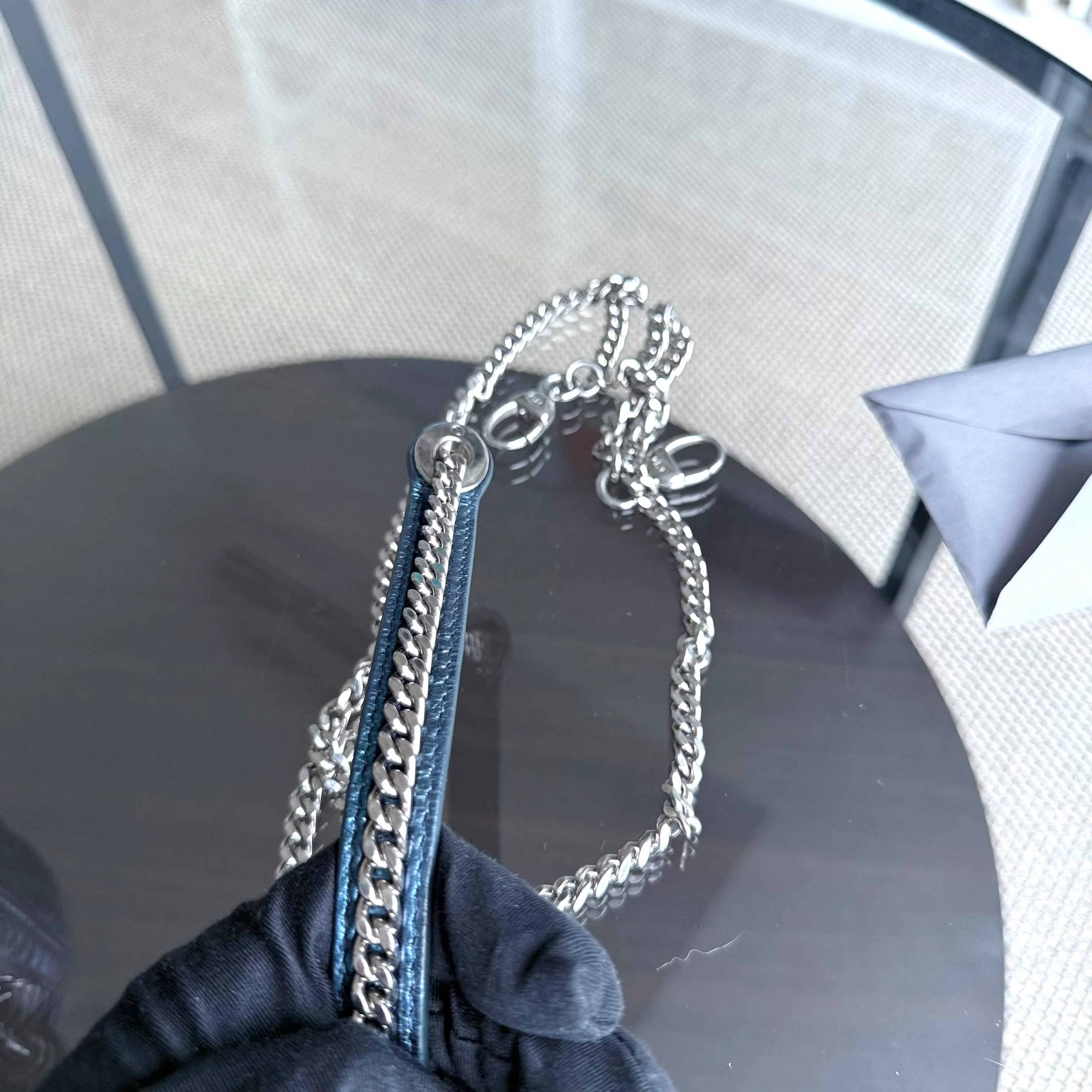 Dior Lady Mini - Cannage Glazed Calfskin Metallic Blue Silver Hardware