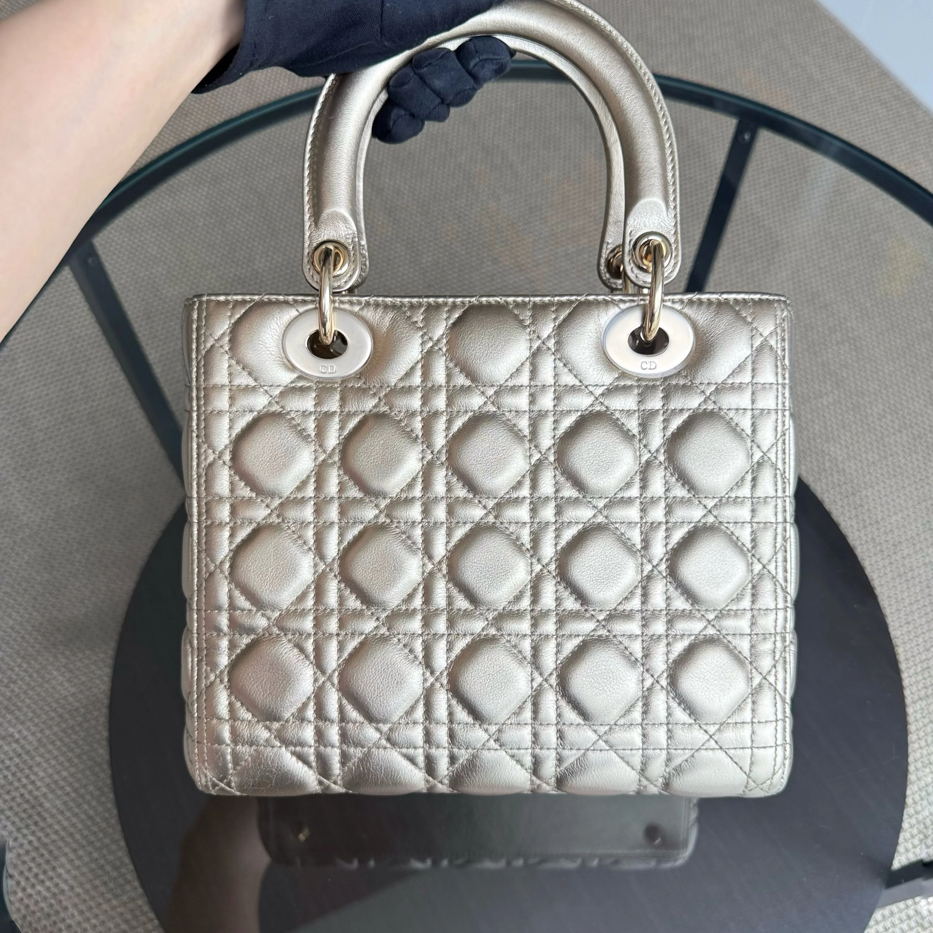 Dior Lady Medium Flap - Cannage Calfskin Gold Hardware NO STRAP