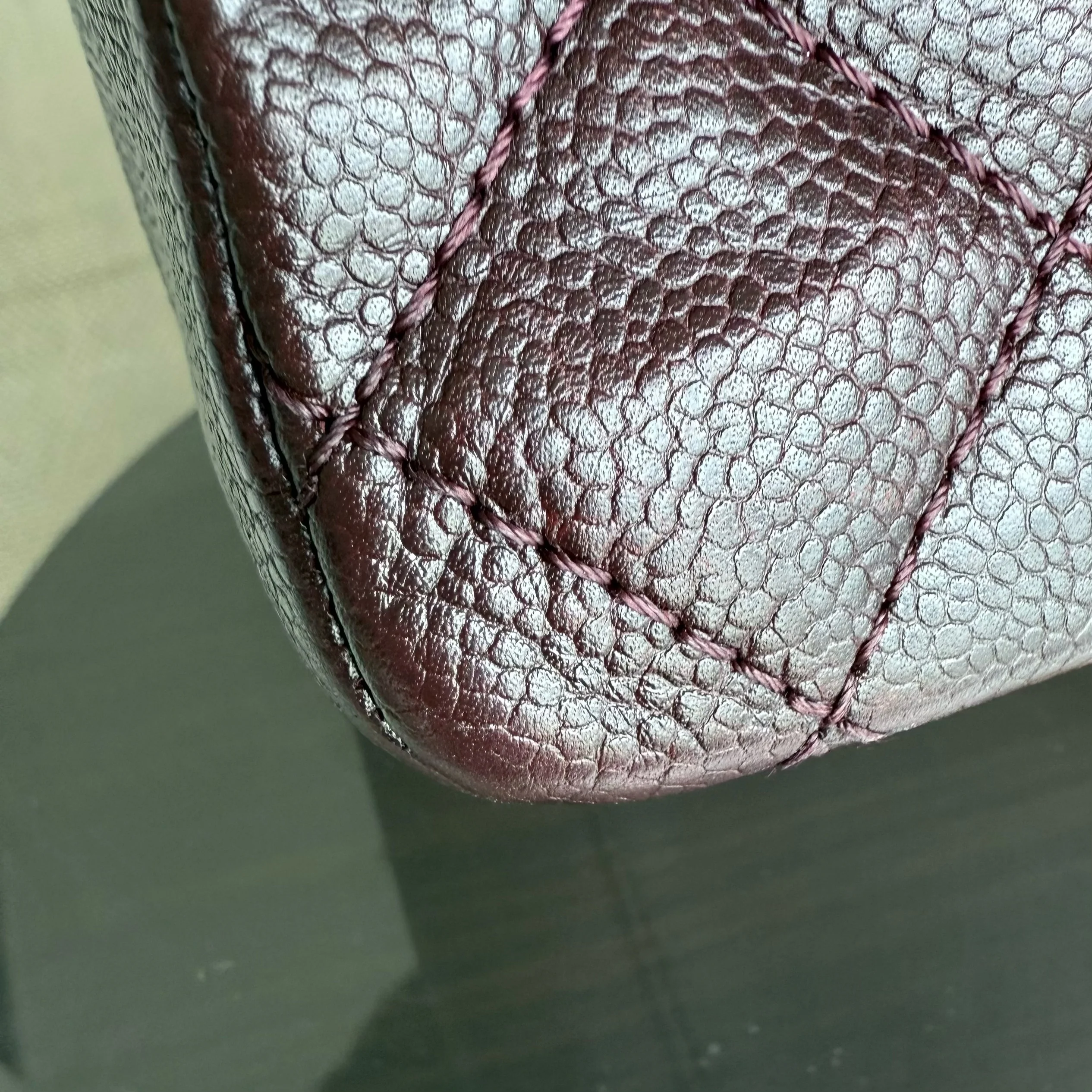 Chanel GST Grand Shopping Tote  - Caviar Quilted Burgundy Grained Calfskin Silver Hardware Series 11