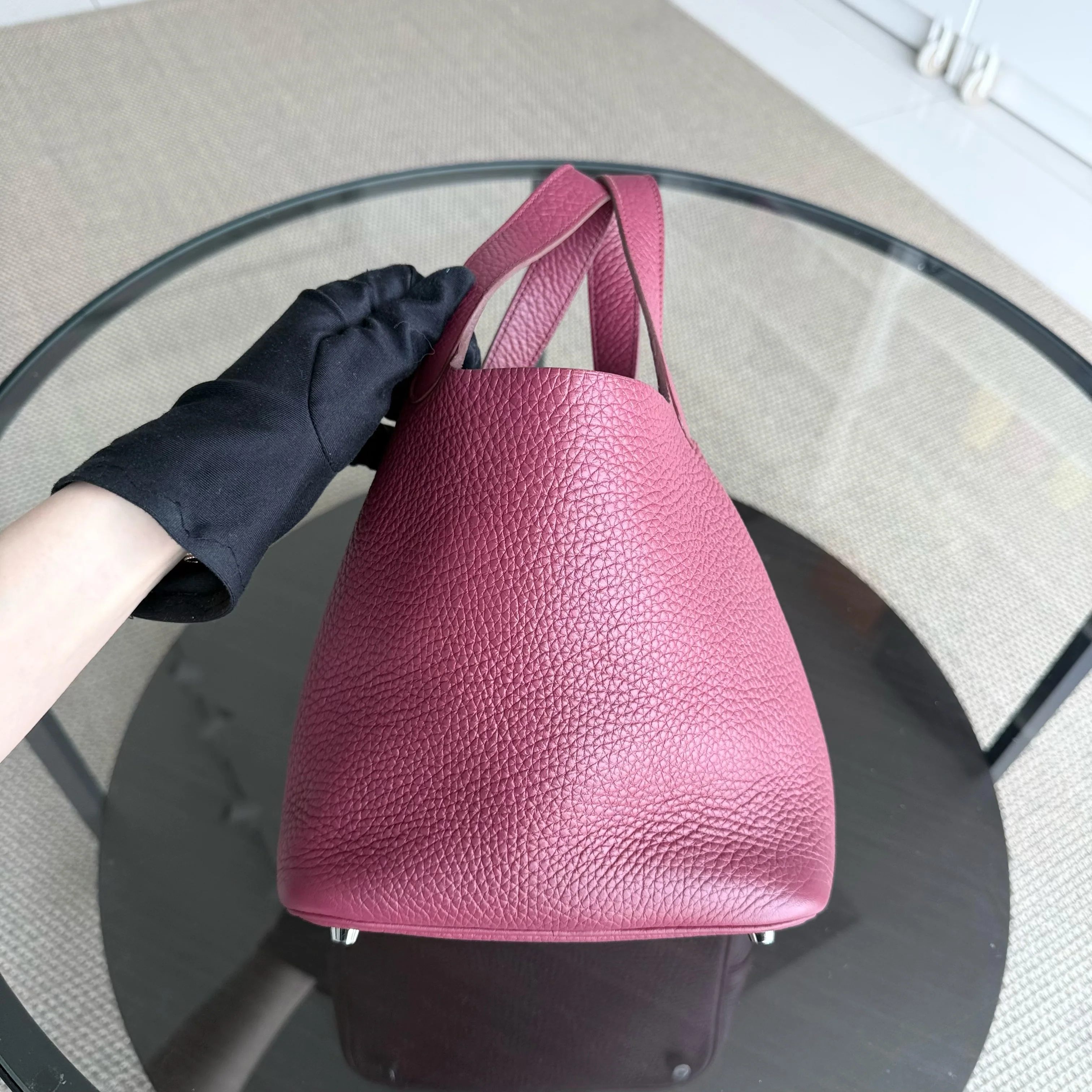 Hermes Picotin 18 - TC Clemence Leather Burgundy Silver Hardware