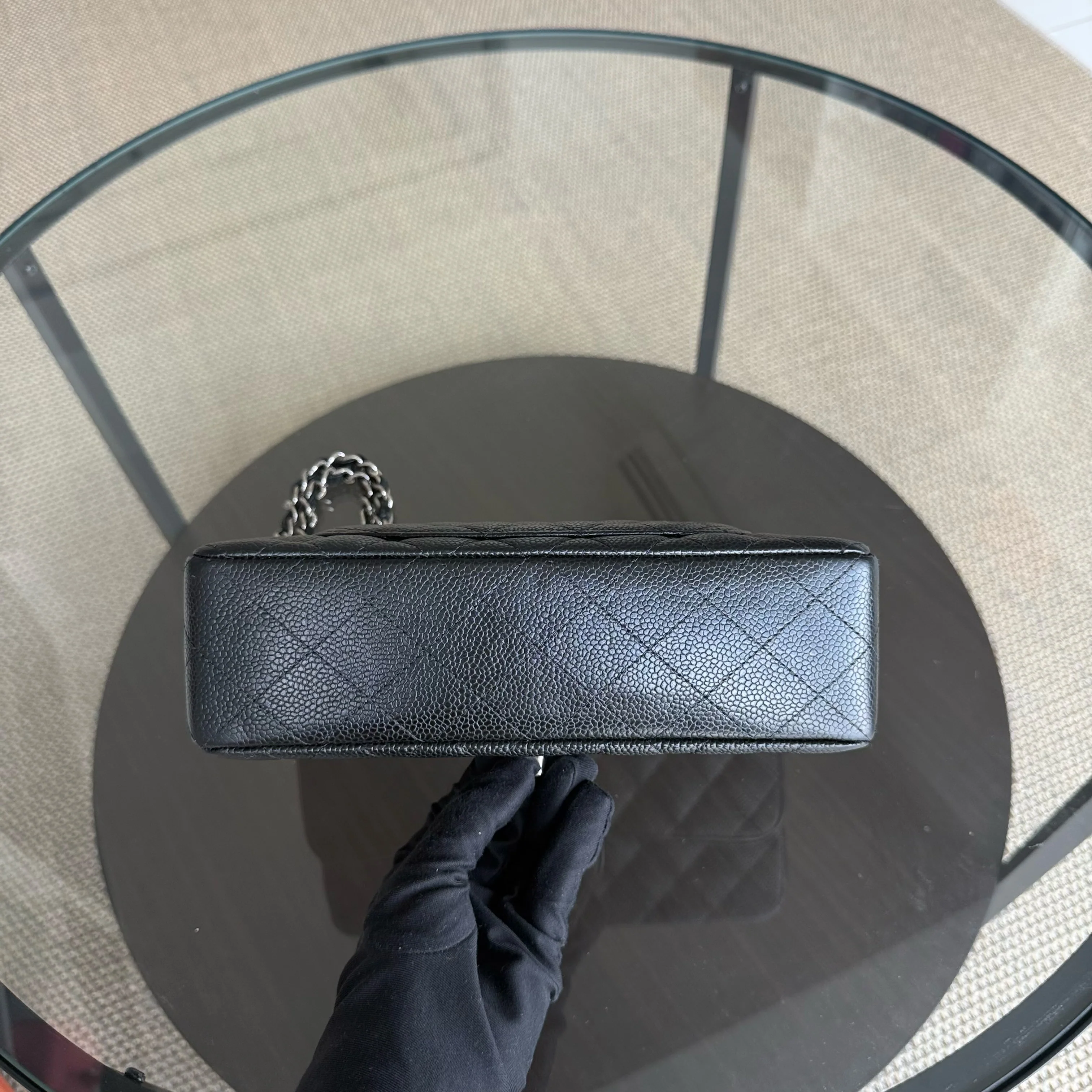 Chanel Classic Flap Small - 23CM Quilted Caviar Black Silver Hardware Series 19