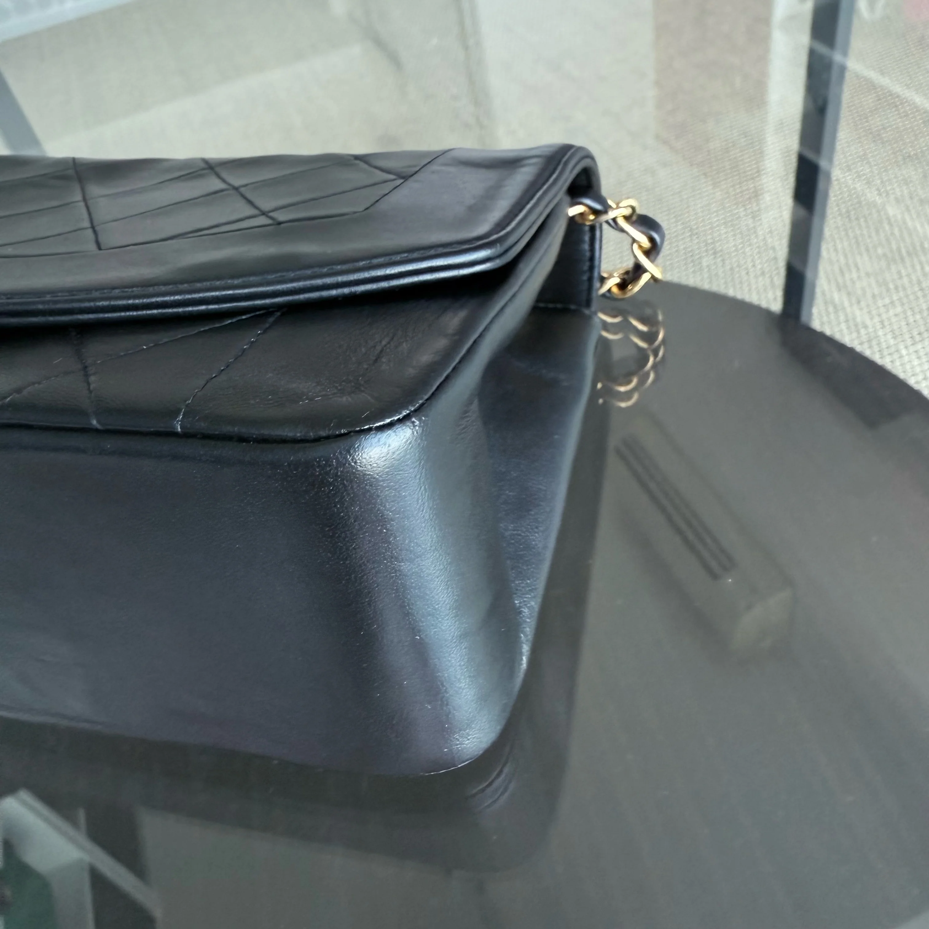 Chanel Diana Vintage - Quilted Lambskin Black Gold Hardware Series 2