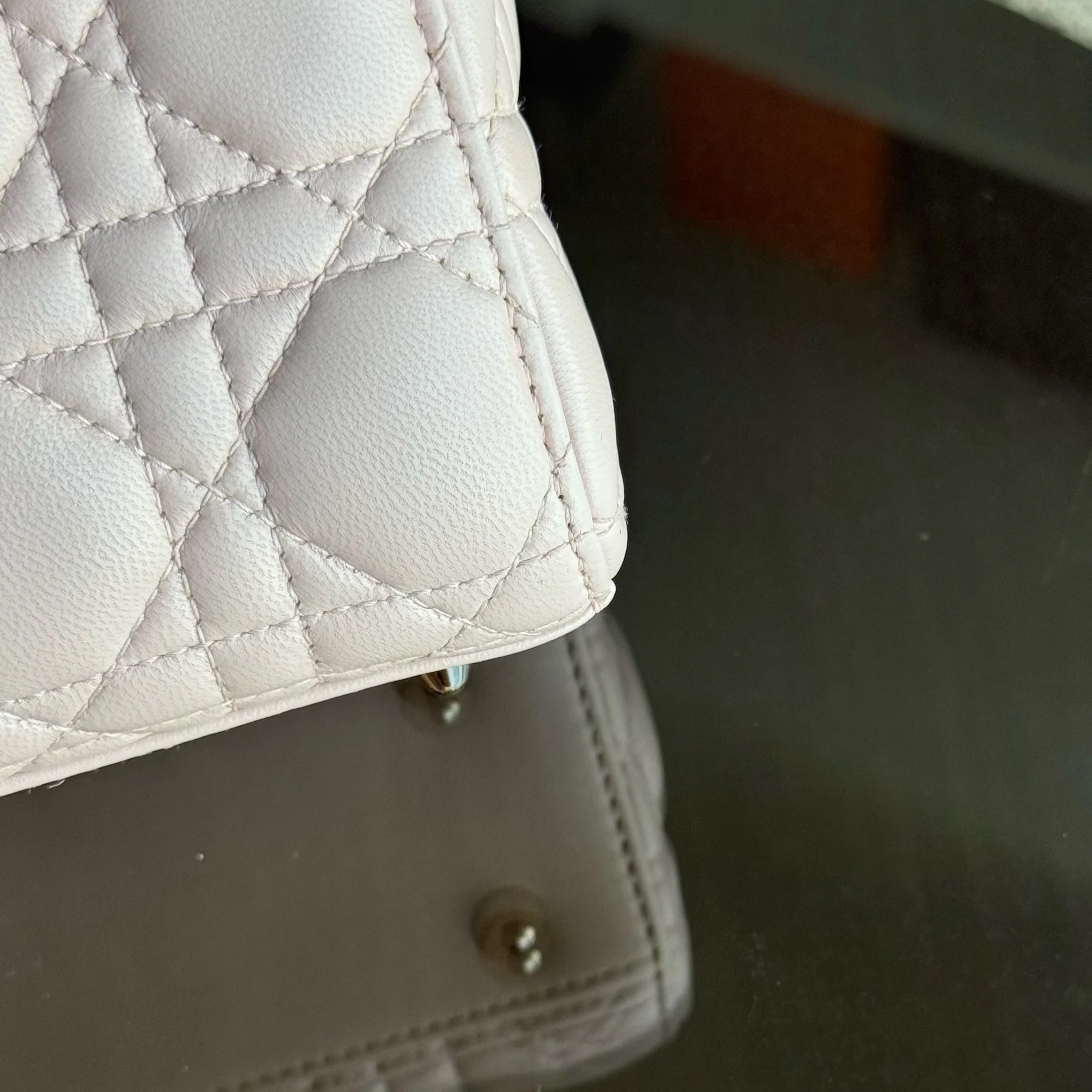 Dior Lady Small Flap - Cannage Lambskin Light Sakura Pink Gold Hardware NO STRAP