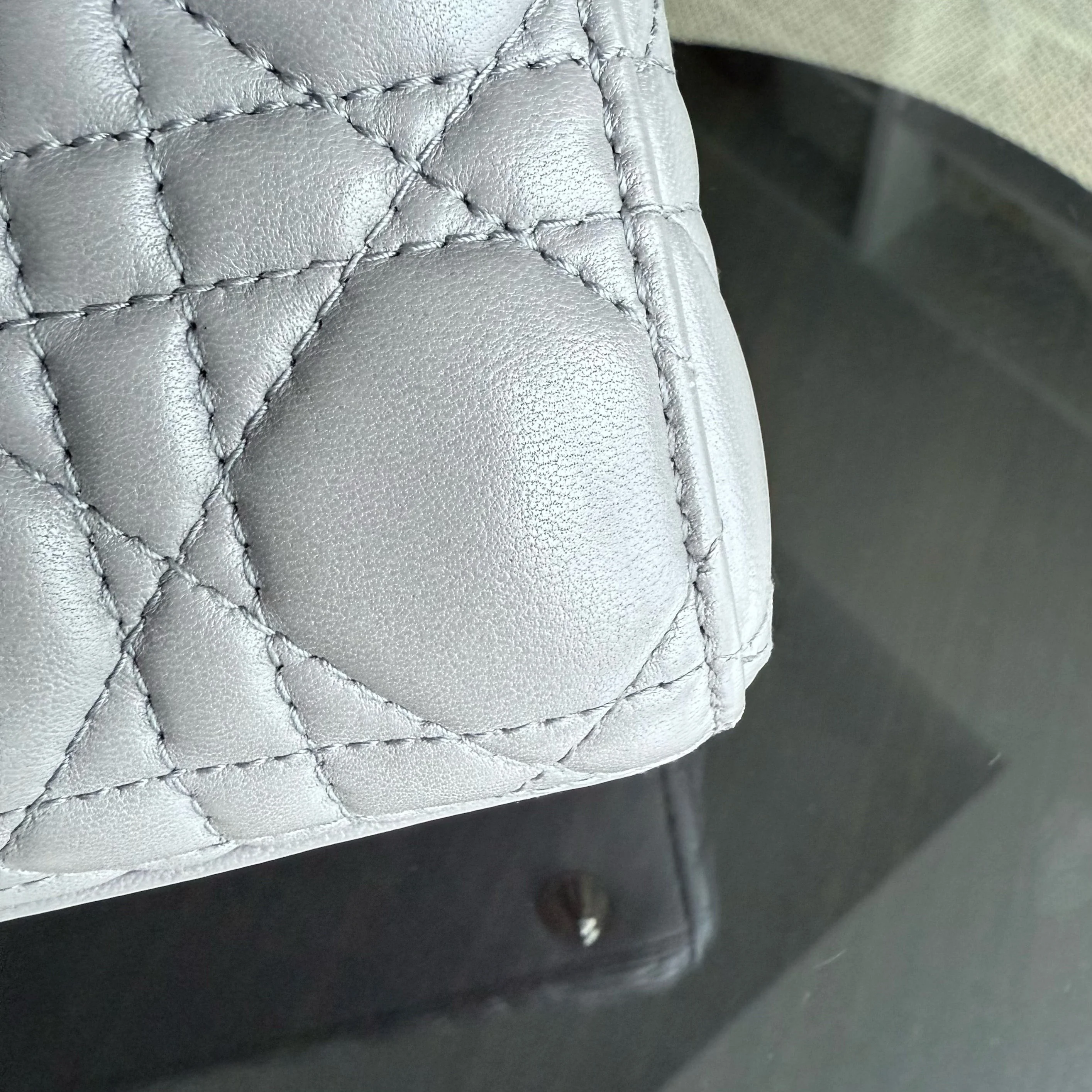 Dior Lady Small - Cannage Lambskin Grey Gray Gold Hardware