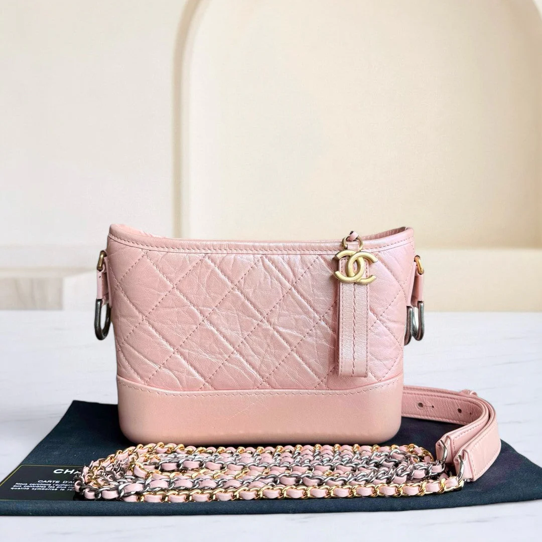 Chanel Gabrielle Small - Quilted Irridescent Pink Calfskin Gold Hardware Series 27