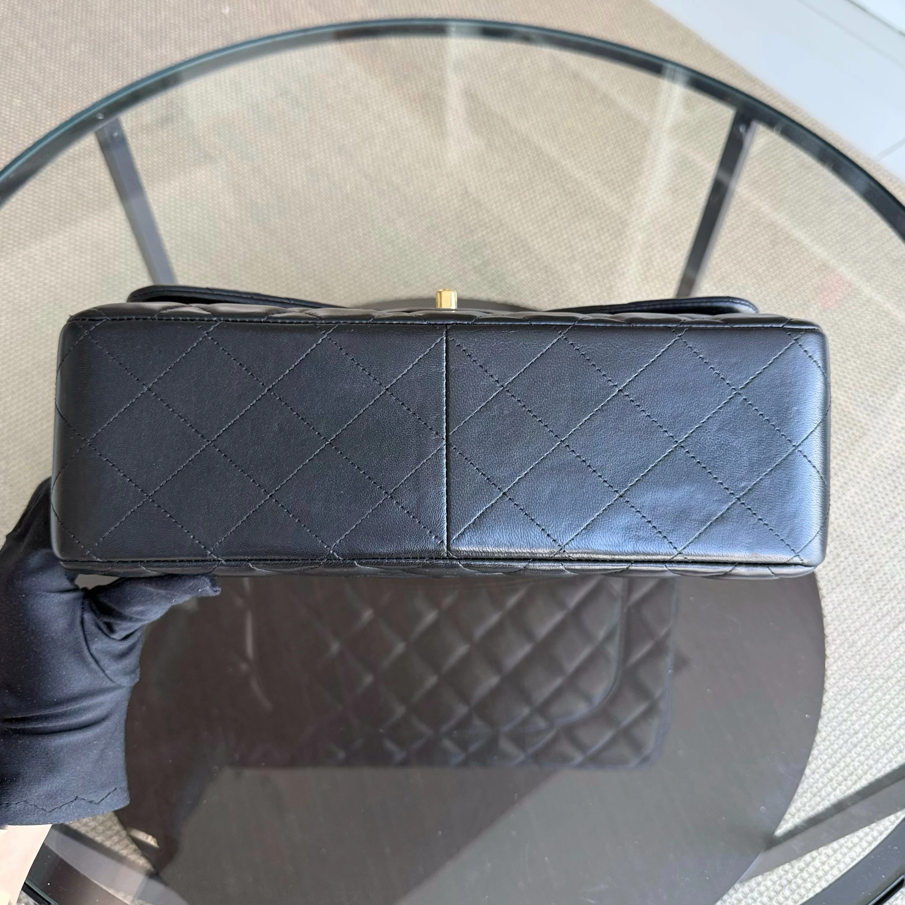 Chanel Classic Flap Jumbo - Double Flap 30CM Lambskin Quilted Black Gold Hardware Series 17