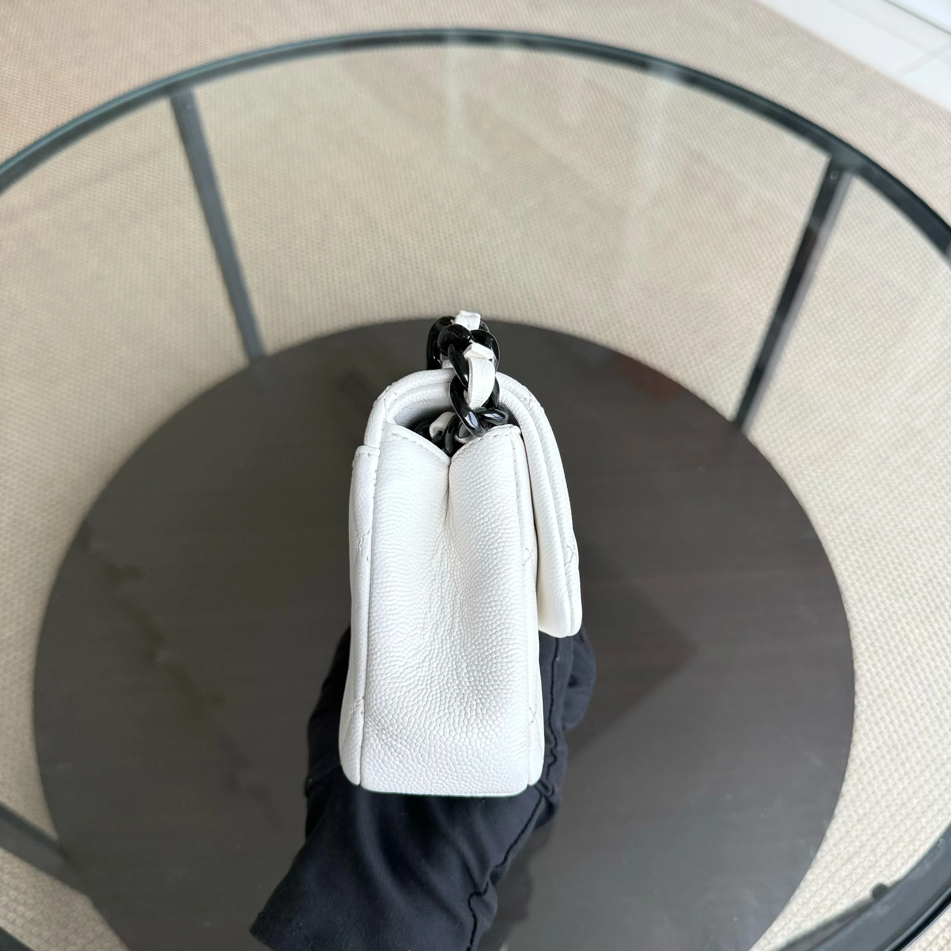 Chanel Seasonal Flap Small - Caviar My Everything Bag Quilted Grained Calfskin White Calfskin Black Hardware Series 30