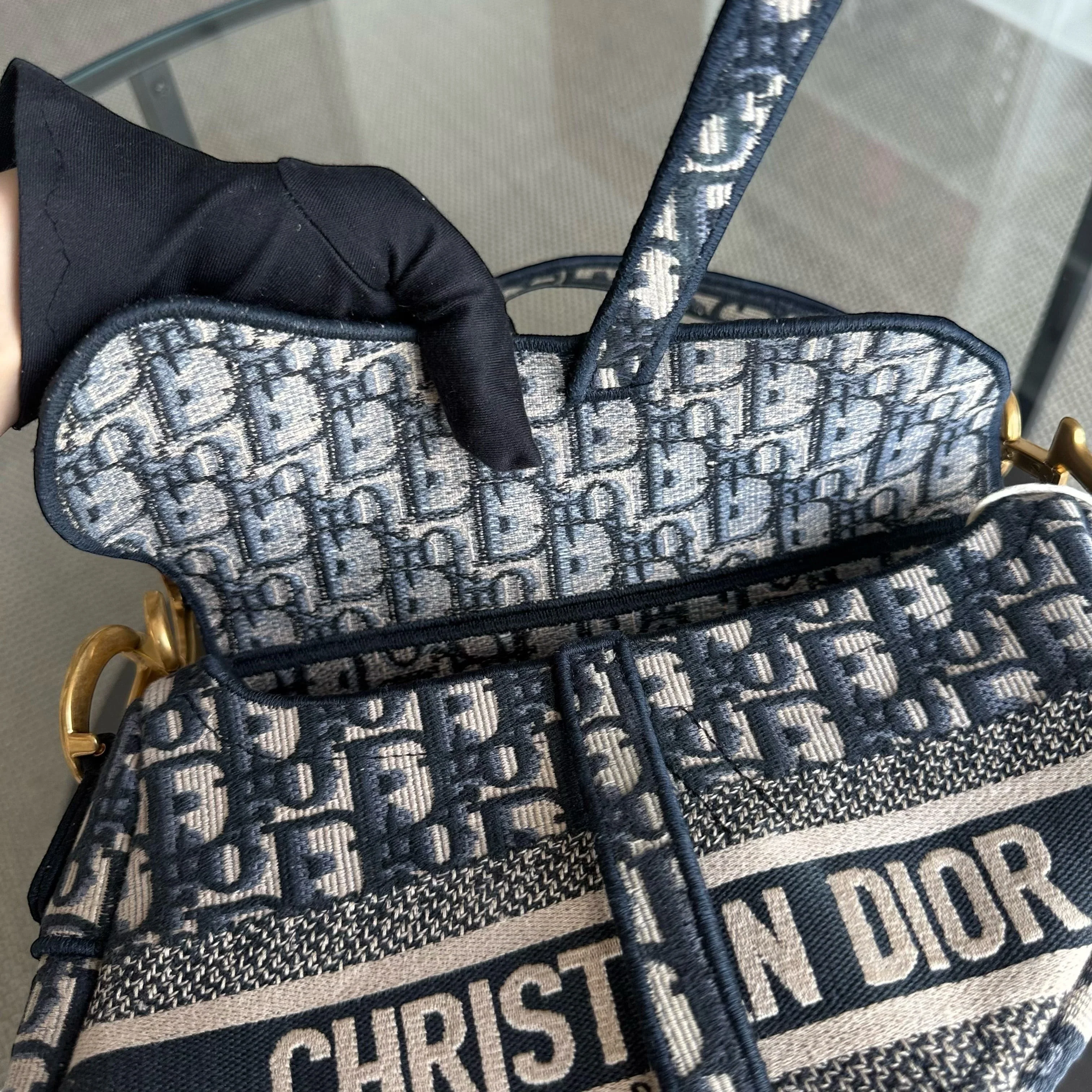 Dior Saddle Medium - Oblique Canvas Monogram Dark Blue Gold Hardware