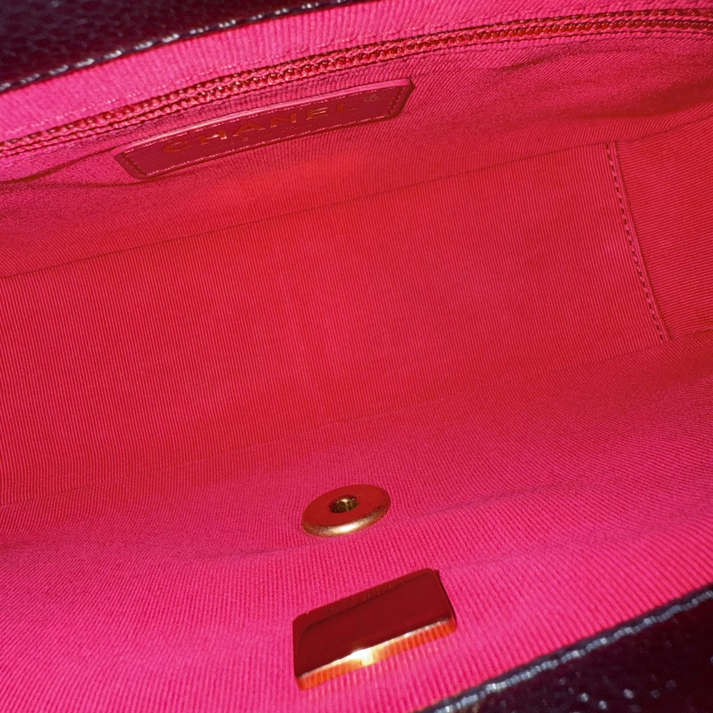 Chanel Seasonal Flap Bag - Caviar Quilted Medallion Soul Black Caviar Gold Hardware Microchip