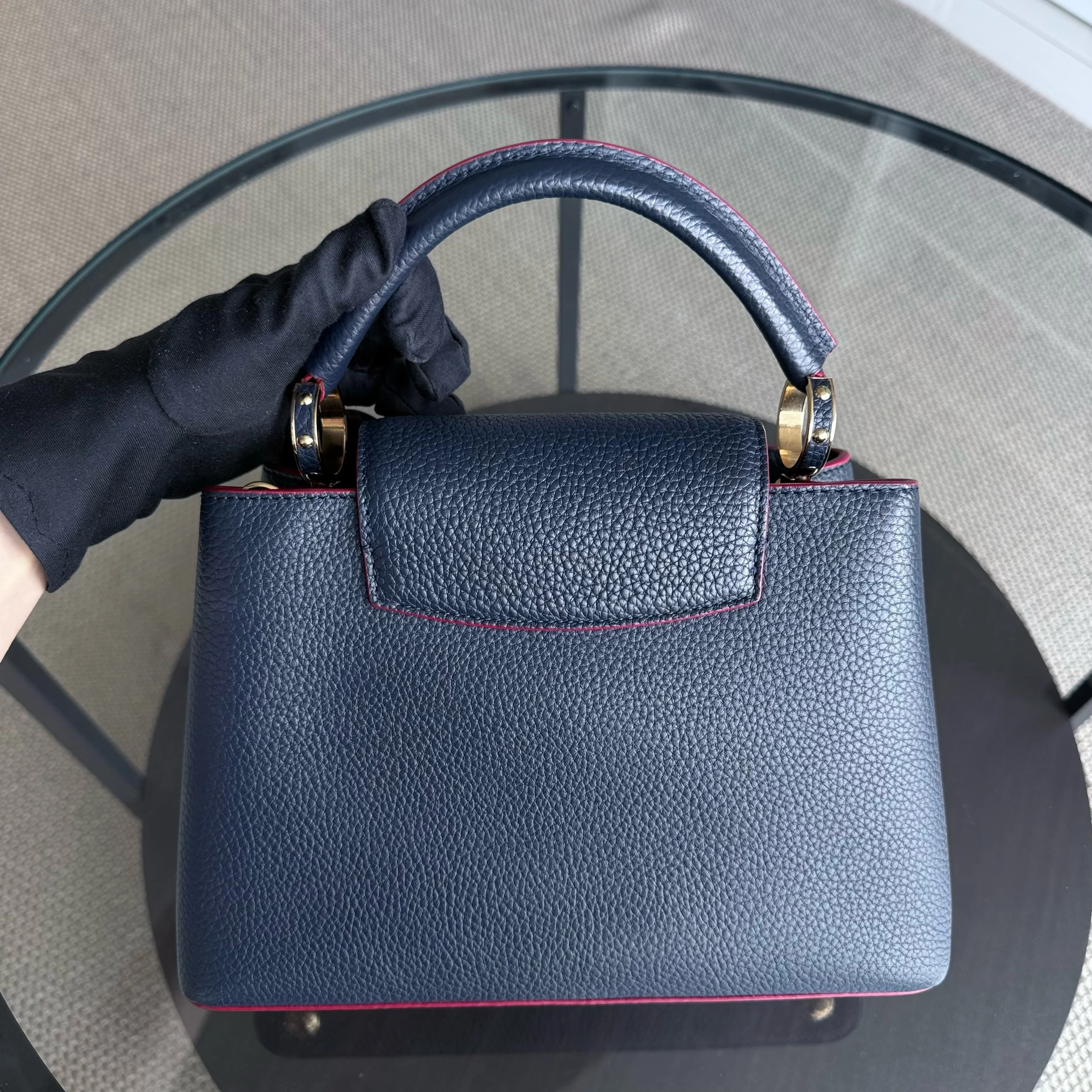 Louis Vuitton Capucines BB - Grained Calfskin Dark Blue Fuchsia Gold Hardware