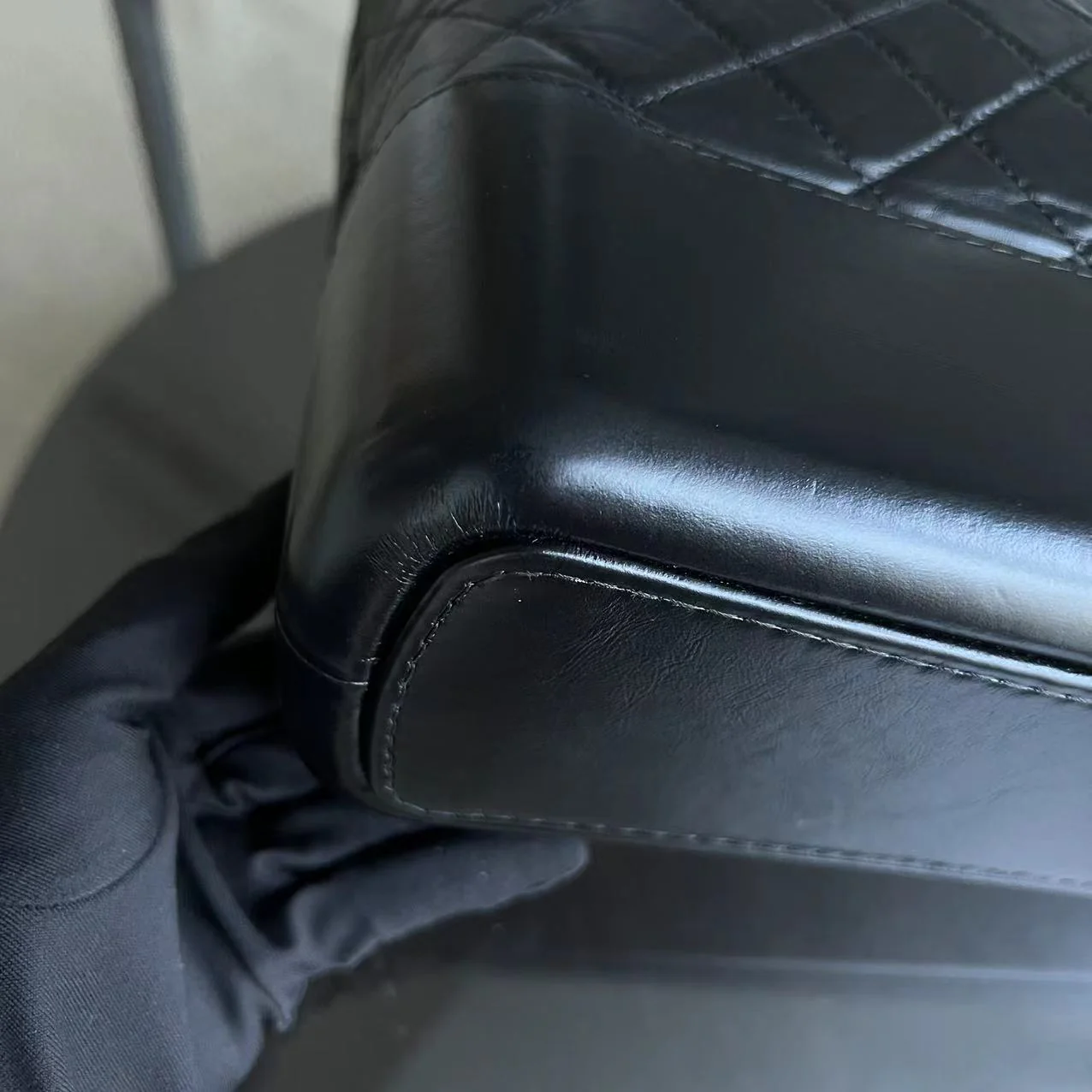 Gabrielle Large Quilted Calfskin Black Two-tone Golden Hardware Series 26