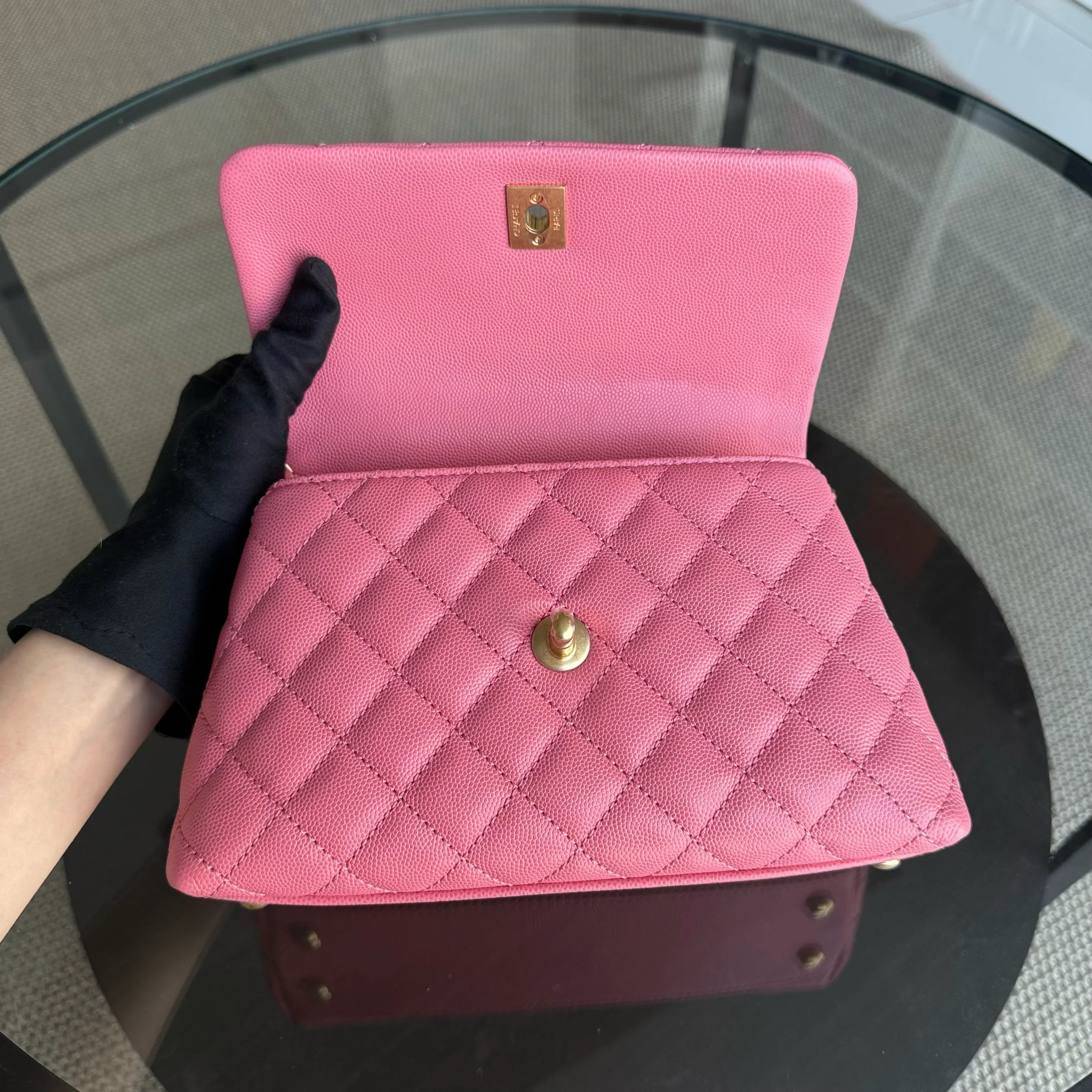 Chanel Coco Handle Small - Caviar Quilted Pink Gold Hardware Series 27