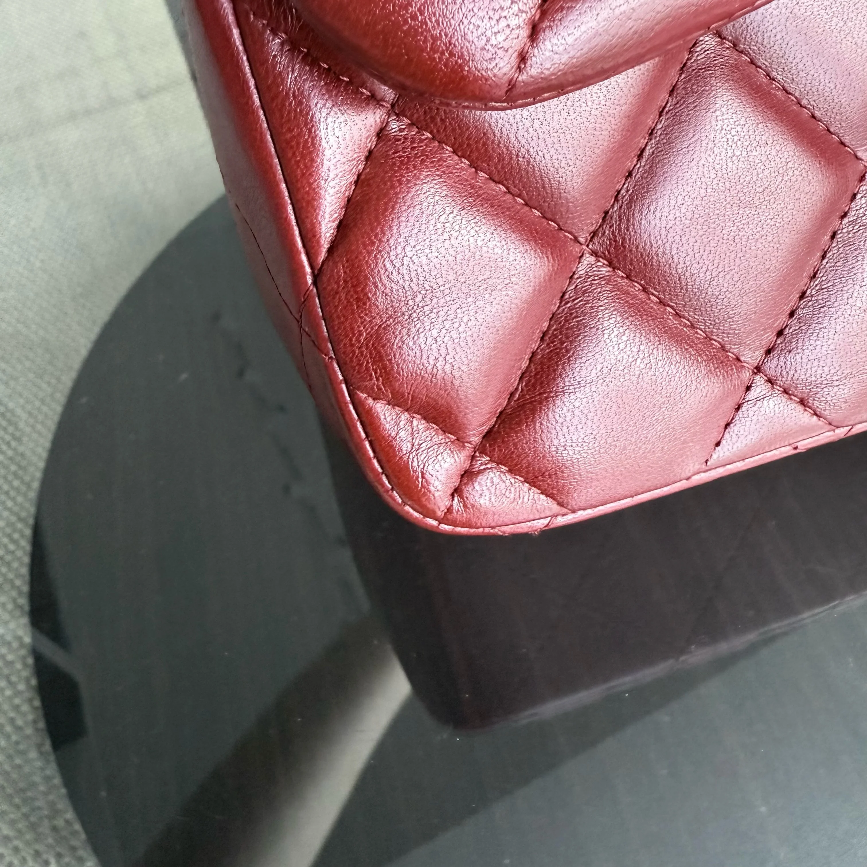 Chanel Classic Flap Jumbo - Double Flap 30CM Quilted Lambskin Dark Red Silver Hardware Series 15