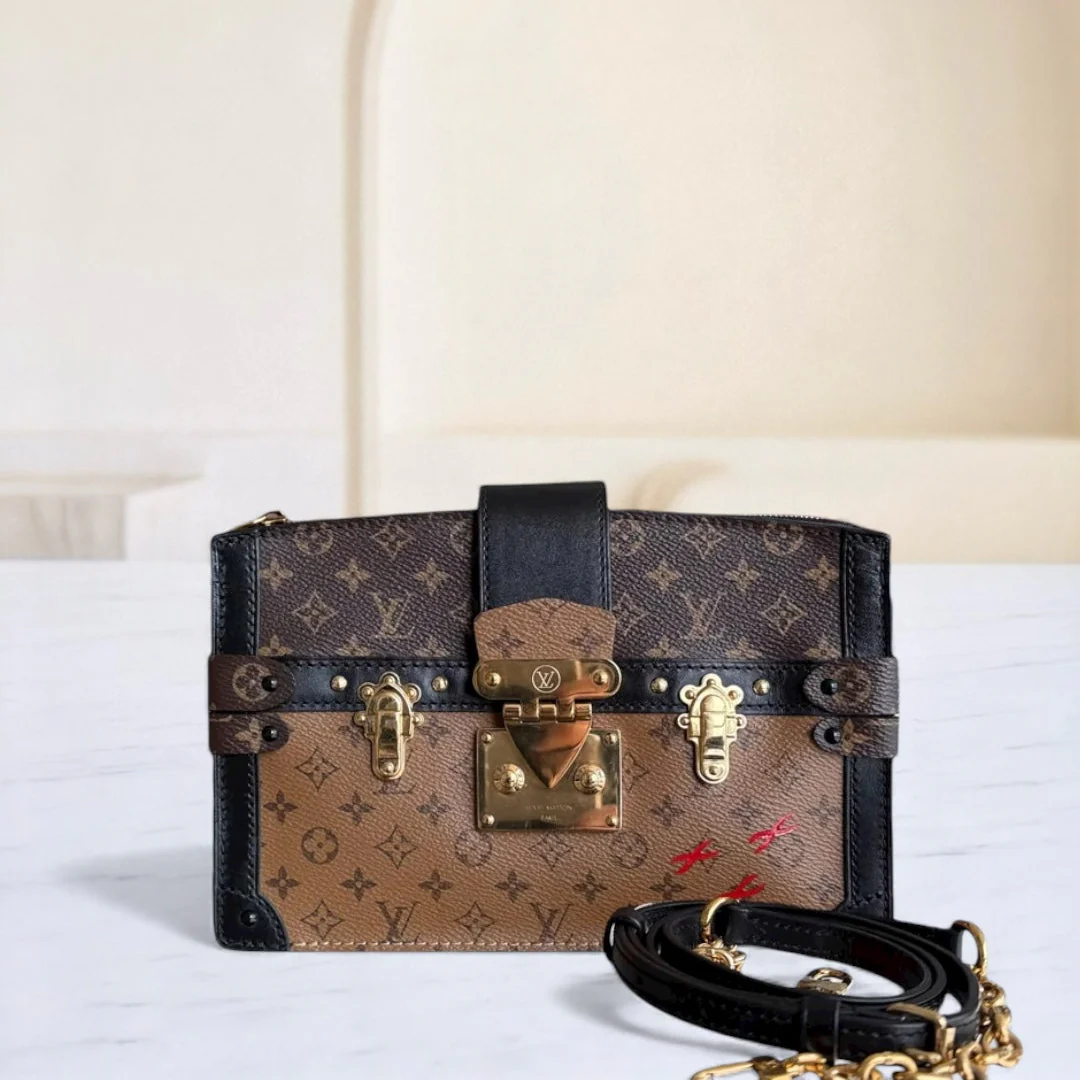 Louis Vuitton Trunk Clutch - Monogram Canvas Reverse Brown Gold hardware