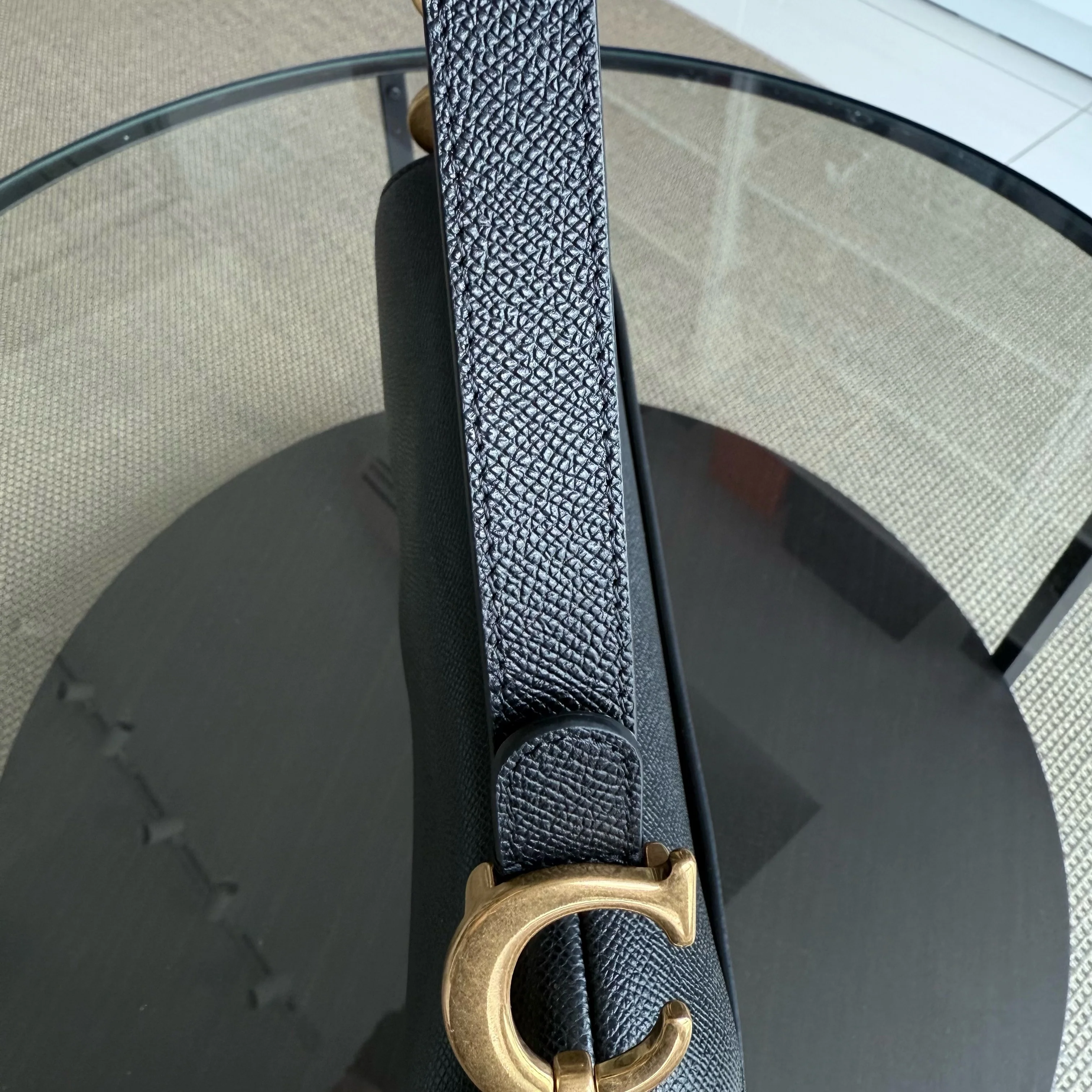 Dior Saddle Medium With Strap - Grained Calfskin Black Gold Hardware