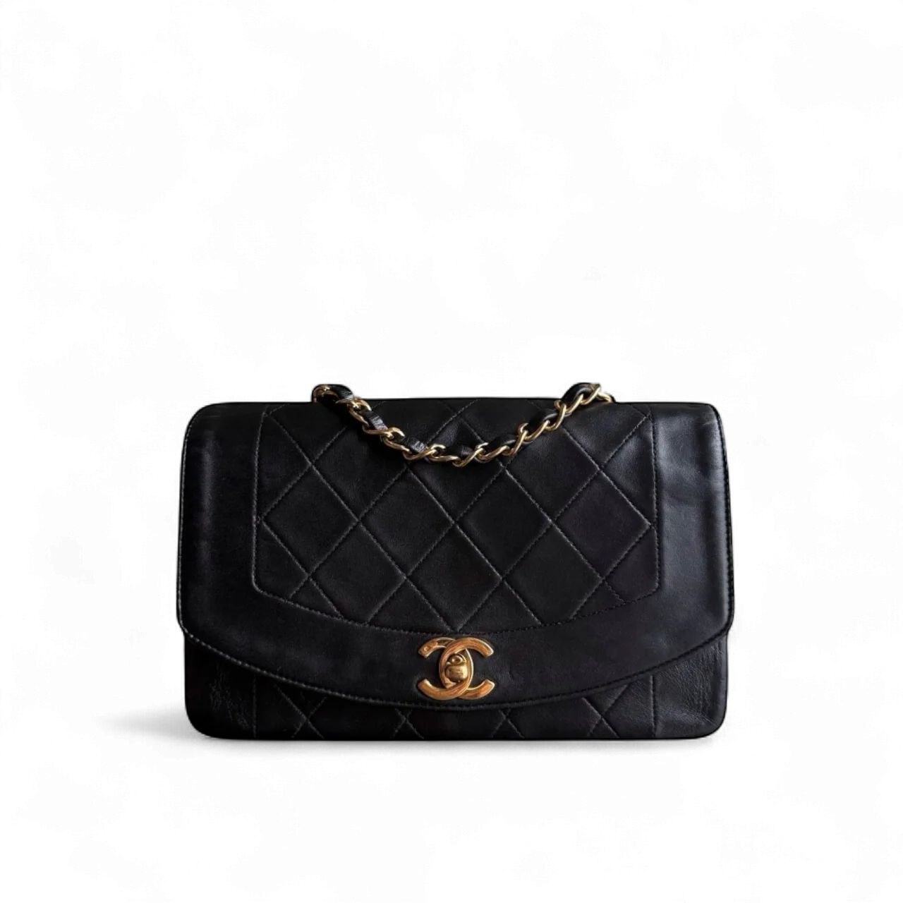 Chanel Diana Vintage - Quilted Lambskin Black Gold Hardware Series 2