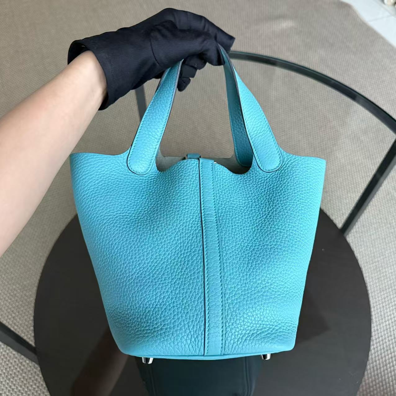 Hermes Picotin Lock 18 - TC Taurillion Clemence Lagon Palladium Hardware Stamp A