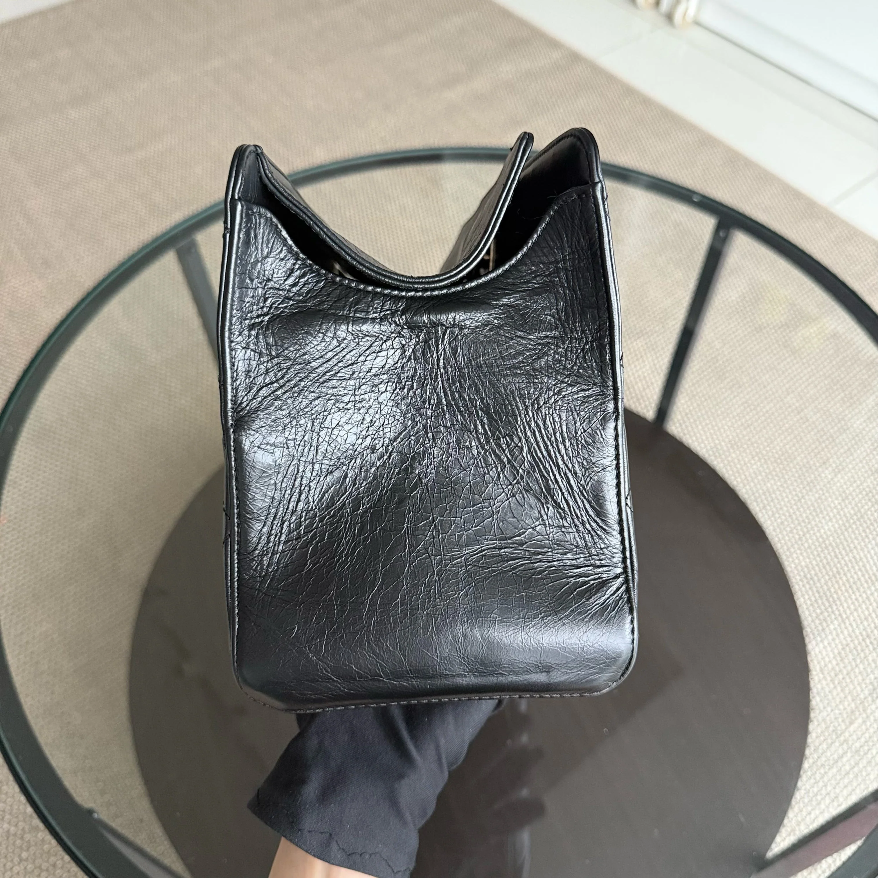 Chanel Shopping Tote - Calfskin Quilted Black Gold Hardware