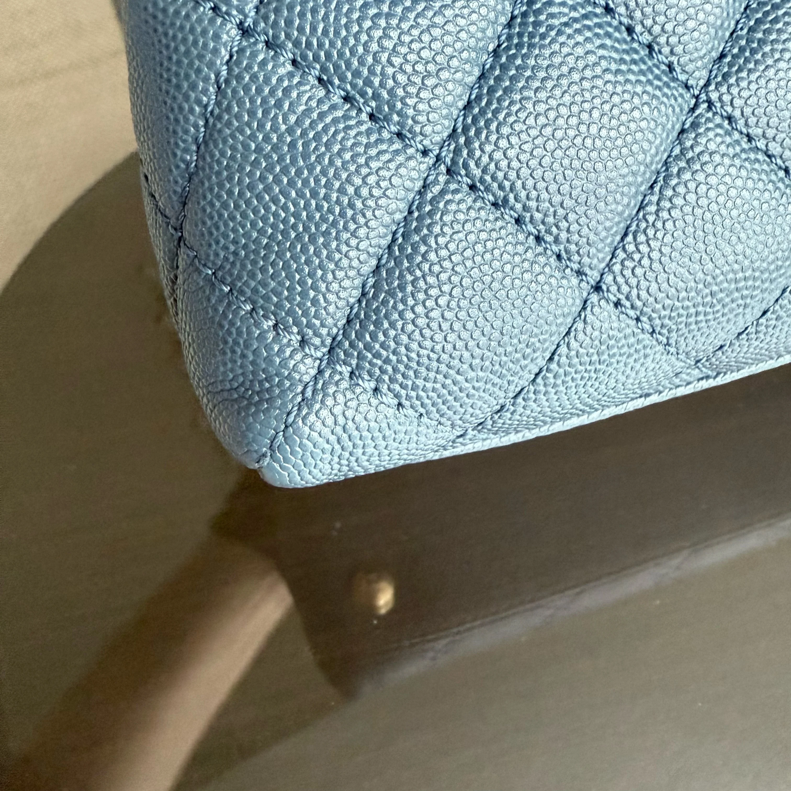 Chanel Coco Handle Medium - Caviar Quilted Blue Grained Calfskin Gold Hardware Series 23