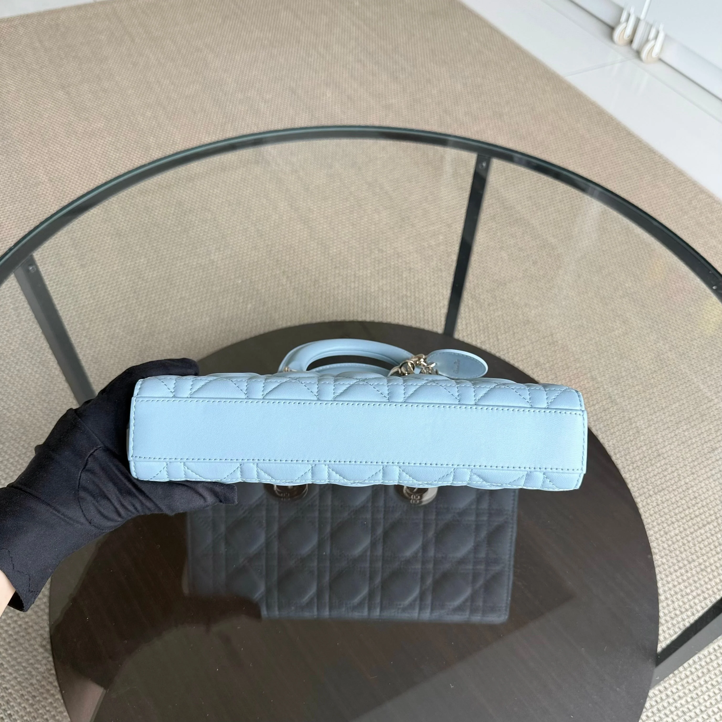 Dior D-Joy Medium - Cannage Lambskin Light Blue Baby Blue Gold Hardware