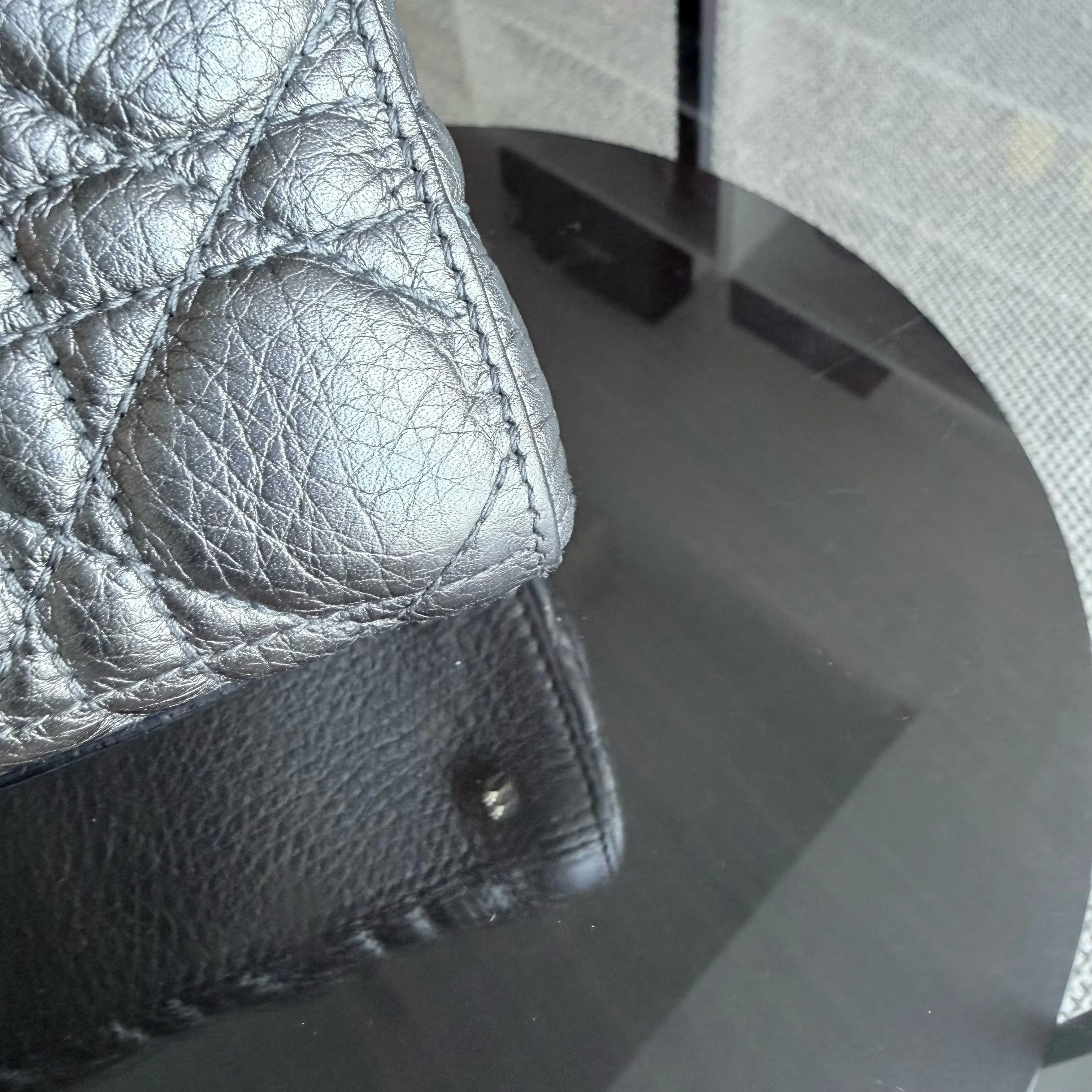 Dior Lady Small - Cannage Gray Calfskin Gold Hardware